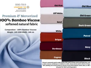 100% Bamboo Viscose Softened Natural Fabric