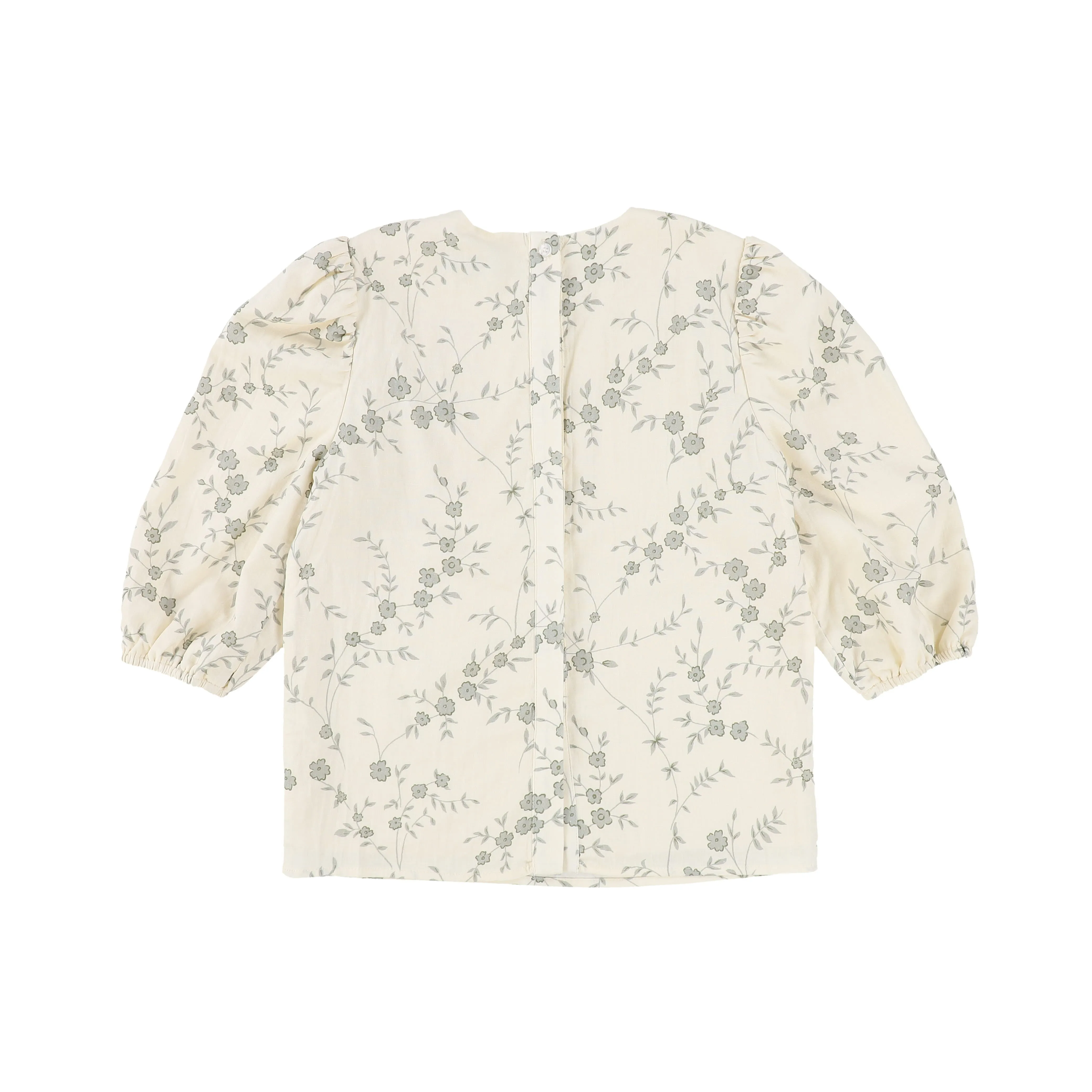BAMBOO GREY FLORAL LINEN BUTTON BACK BLOUSE [Final Sale]