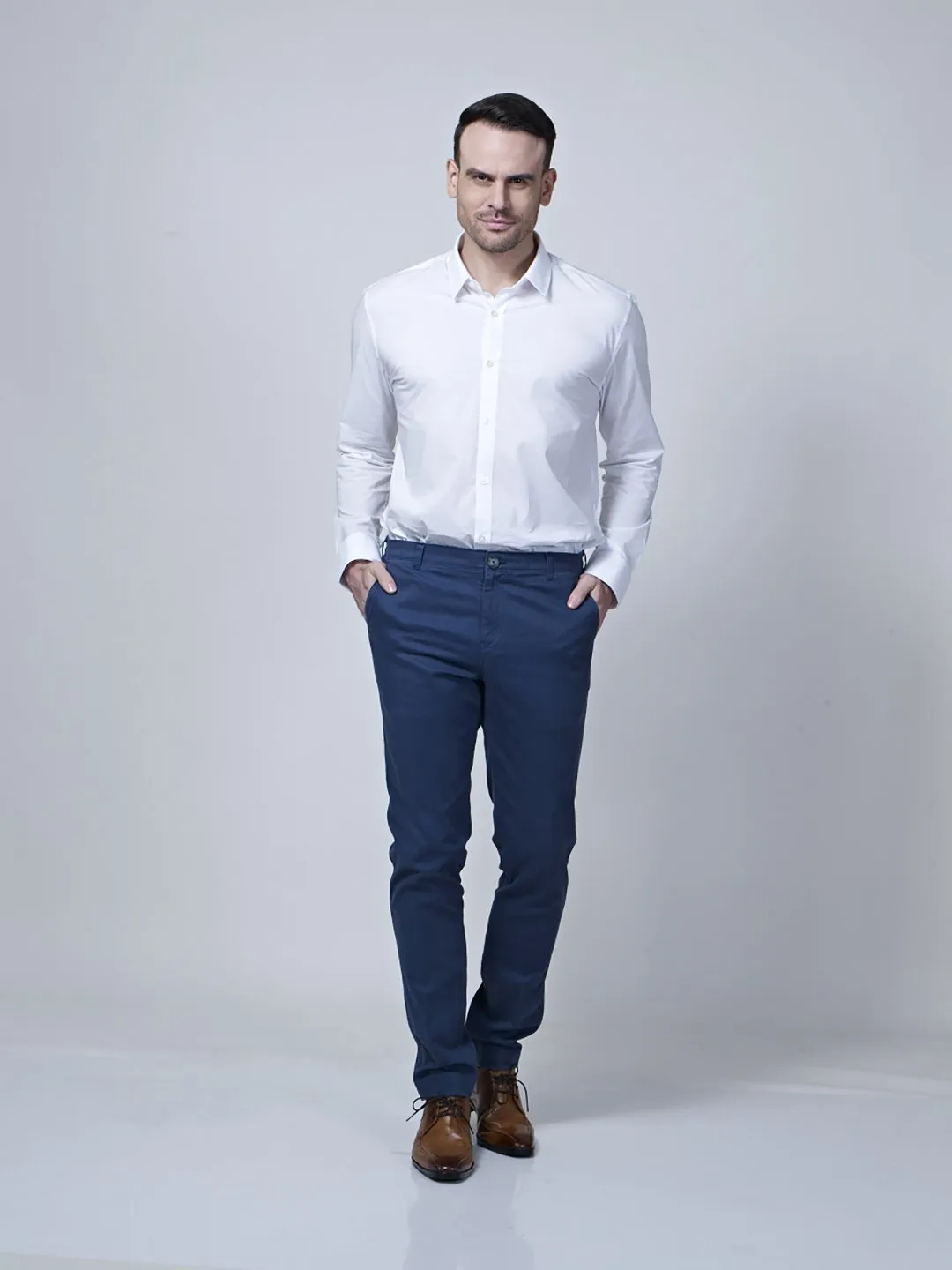 Chino With Diagonal Back Dart Detailing (Blue)