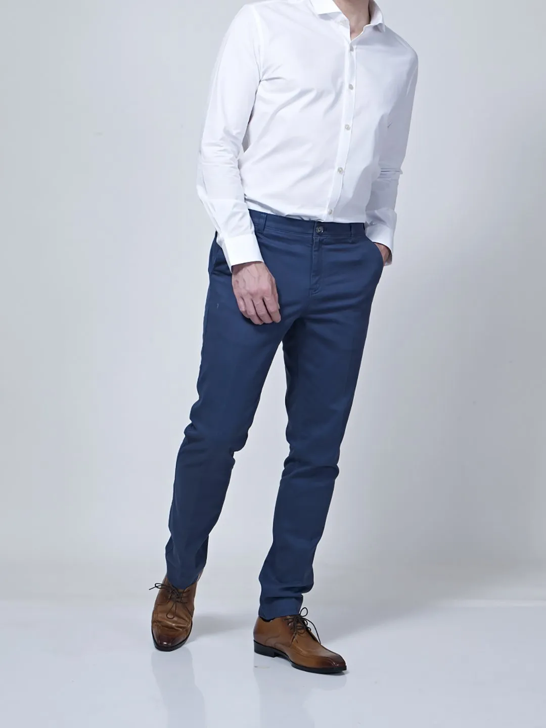 Chino With Diagonal Back Dart Detailing (Blue)