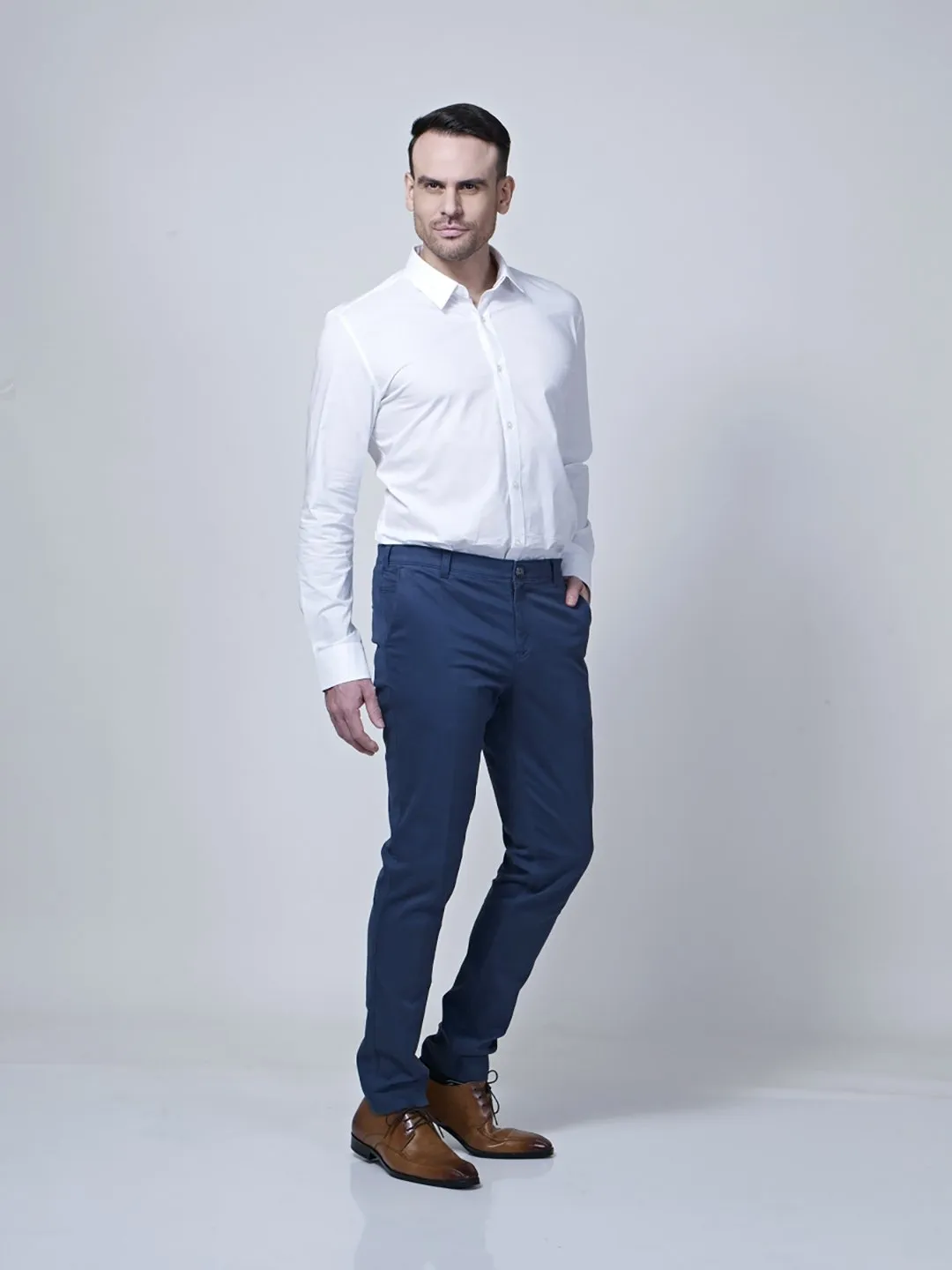 Chino With Diagonal Back Dart Detailing (Blue)