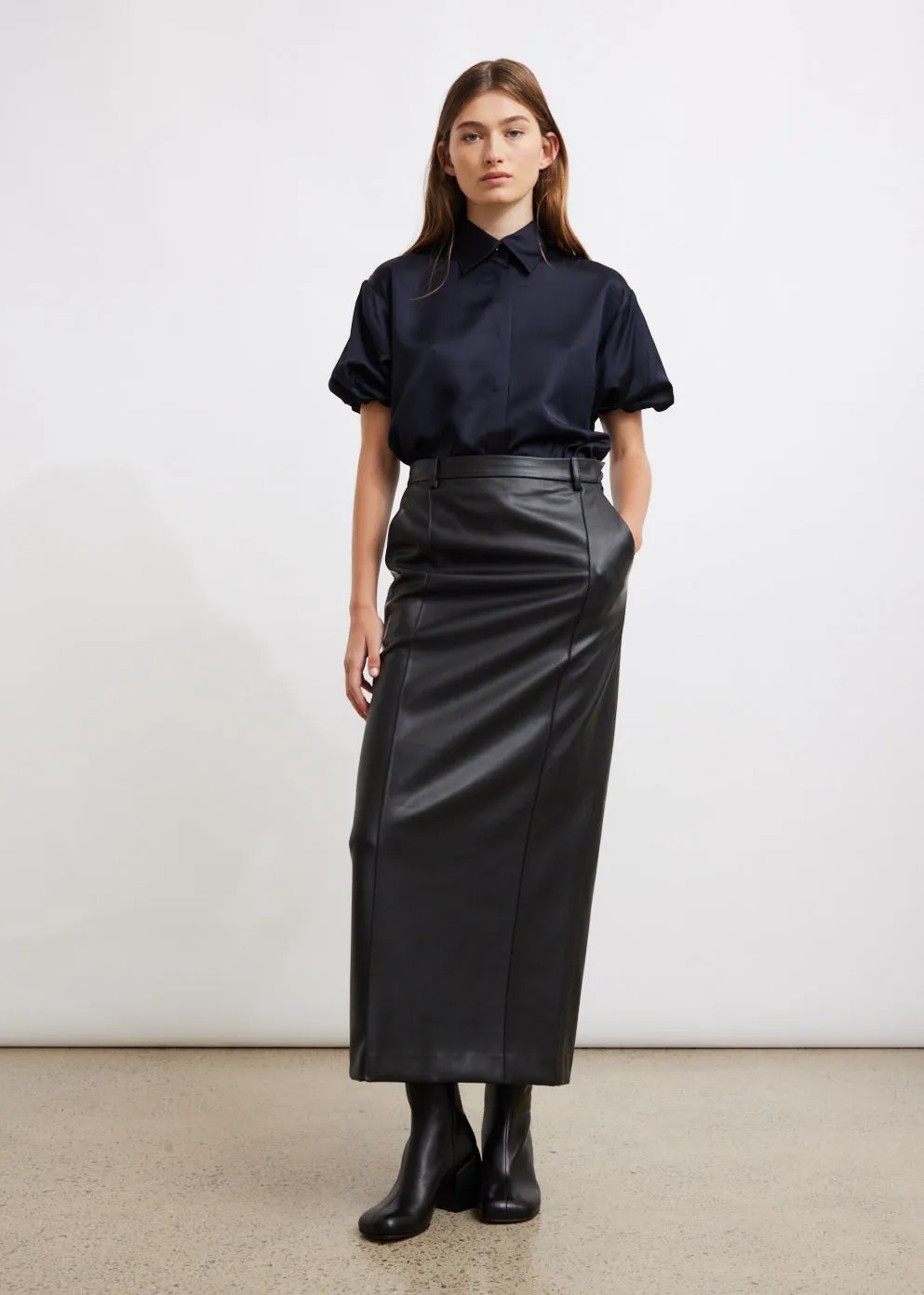 Classico Leather Midi Skirt