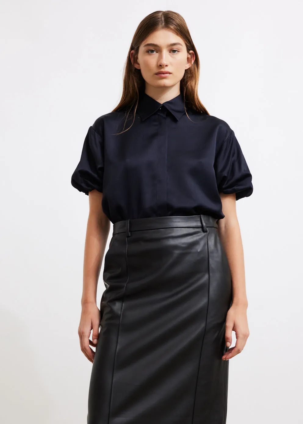Classico Leather Midi Skirt
