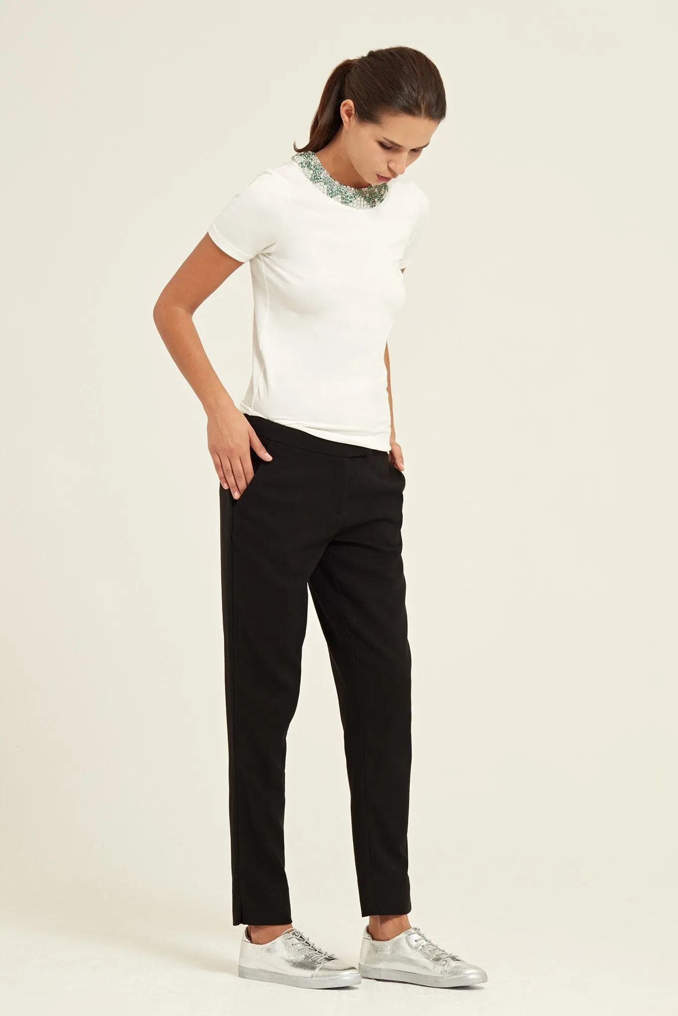 Embellished Cotton-Jersey T-Shirt