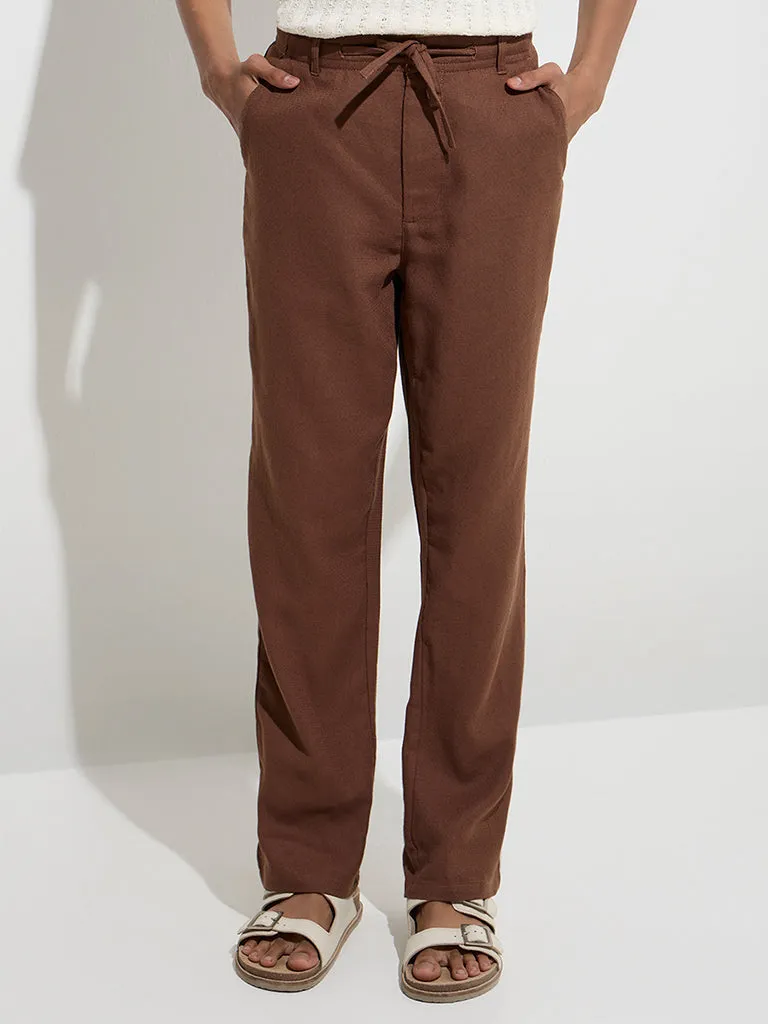 ETA Brown Relaxed-Fit Mid-Rise Cotton Chinos