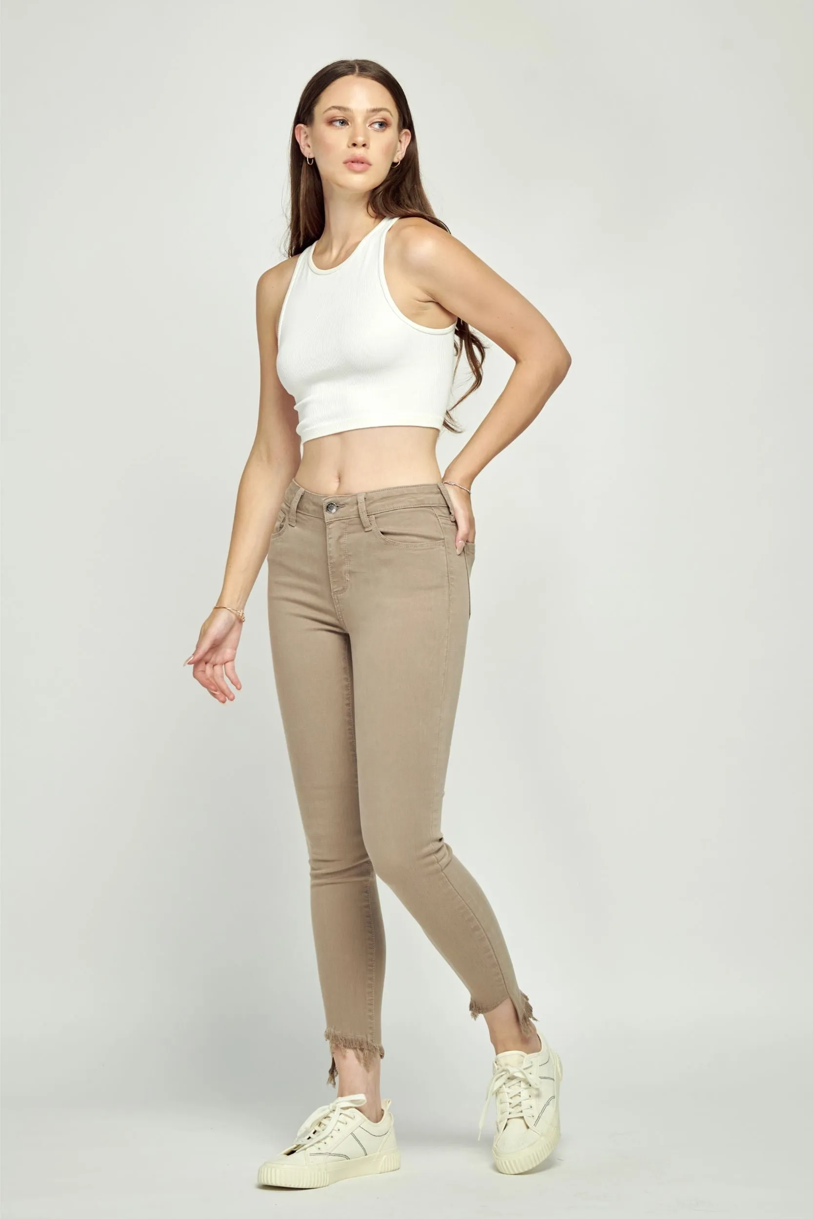 Frayed Hem Skinny Jeans