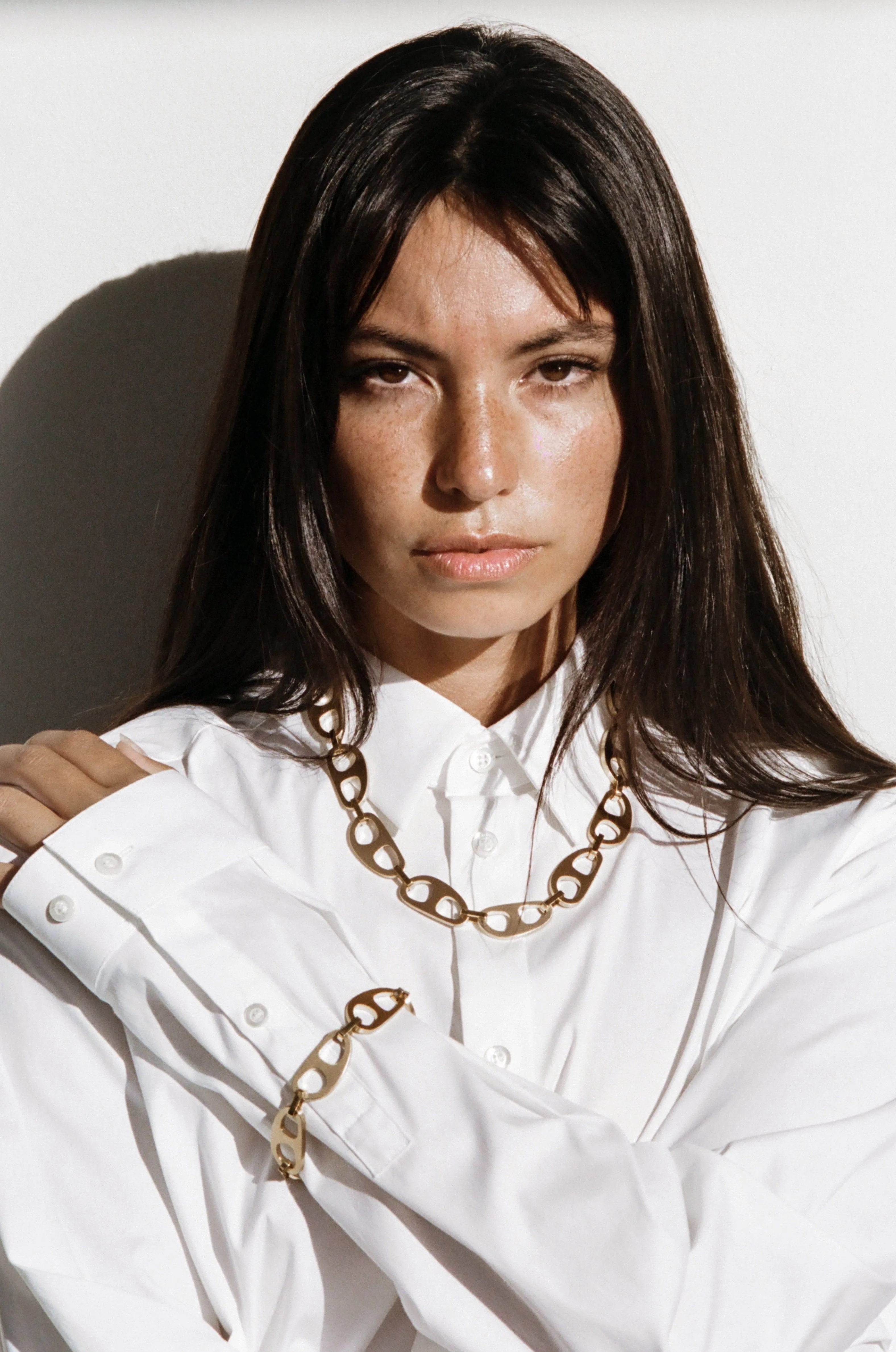 Gold Brushed Tab Necklace