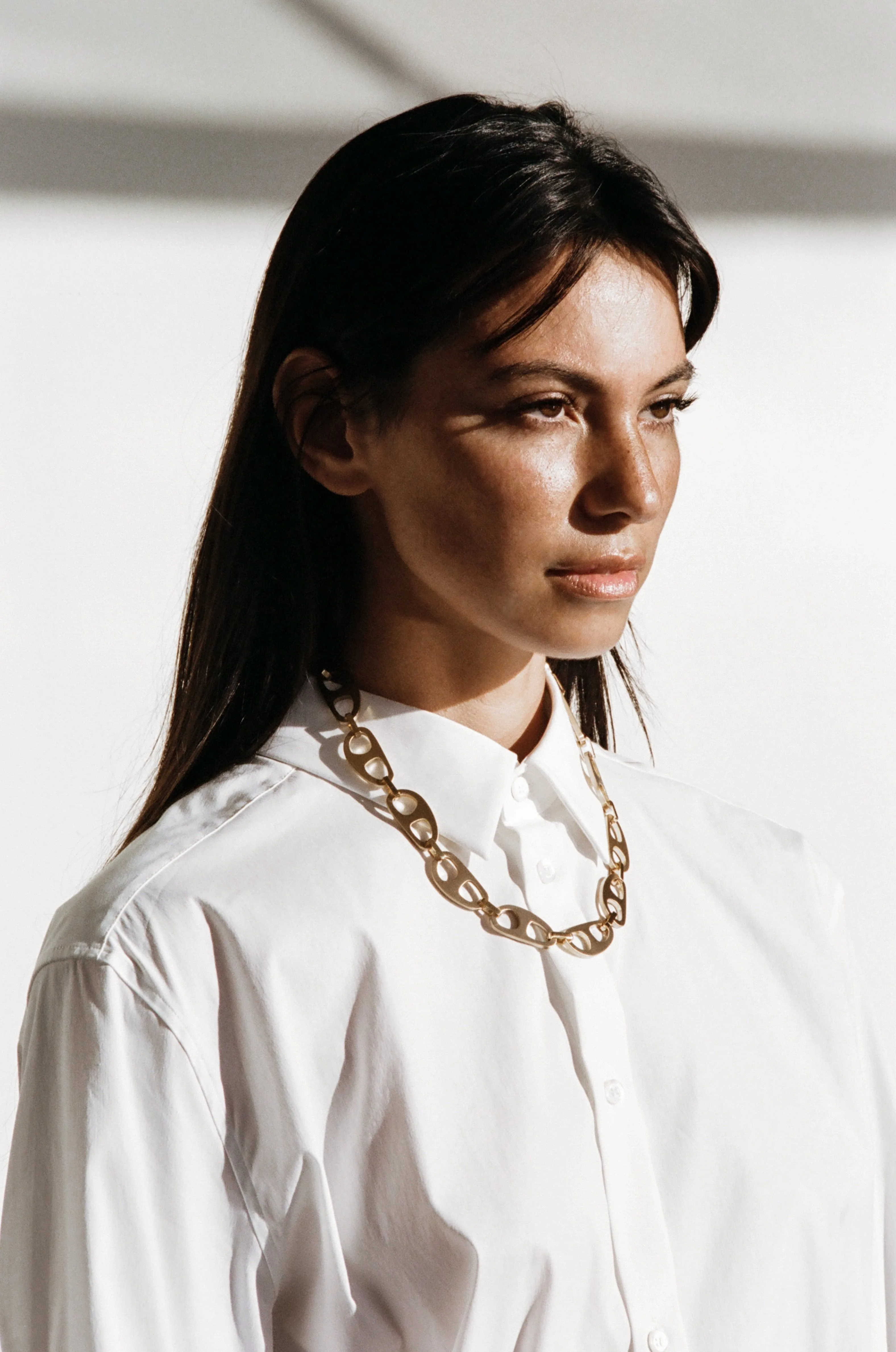 Gold Brushed Tab Necklace