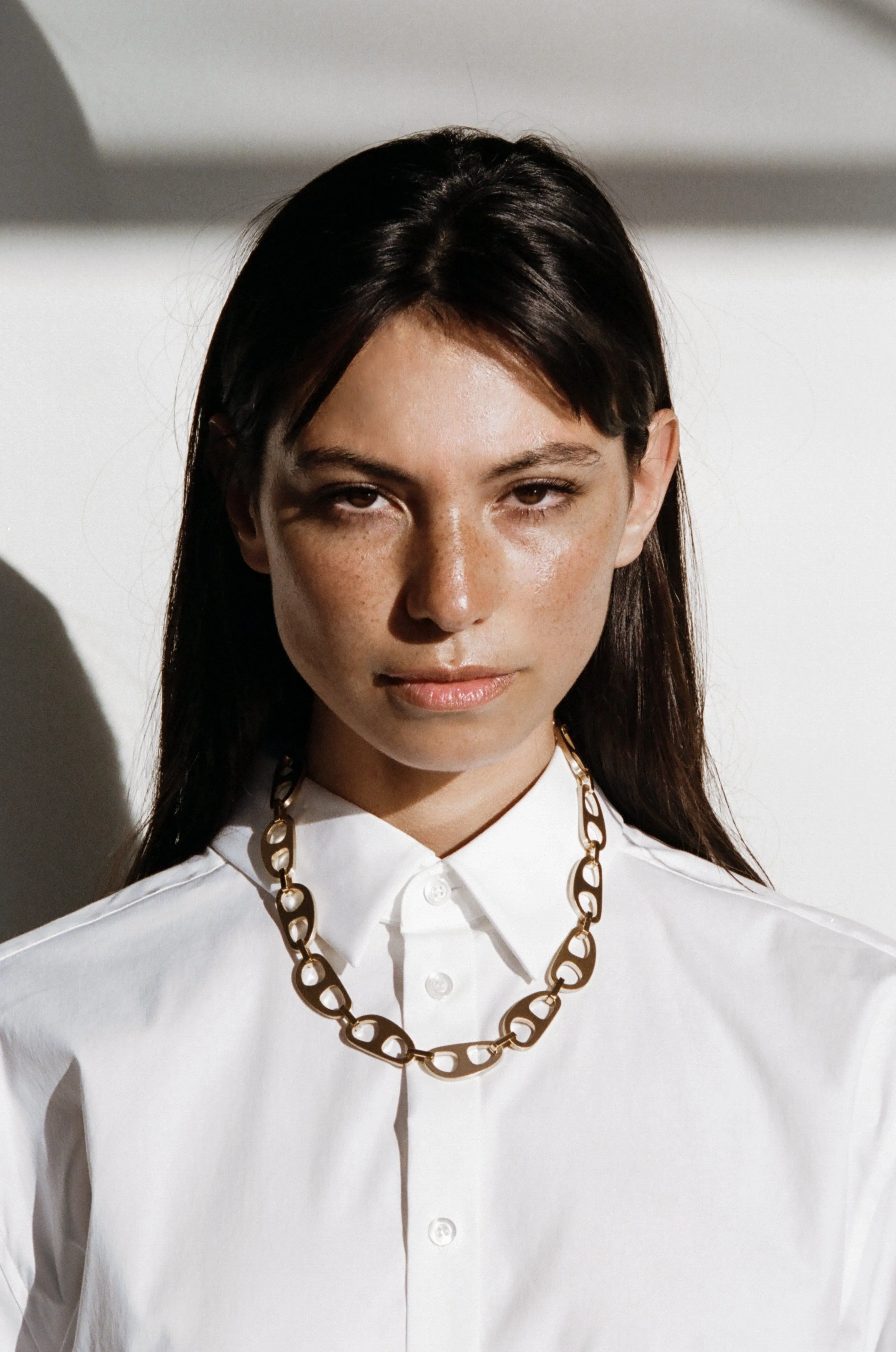 Gold Brushed Tab Necklace