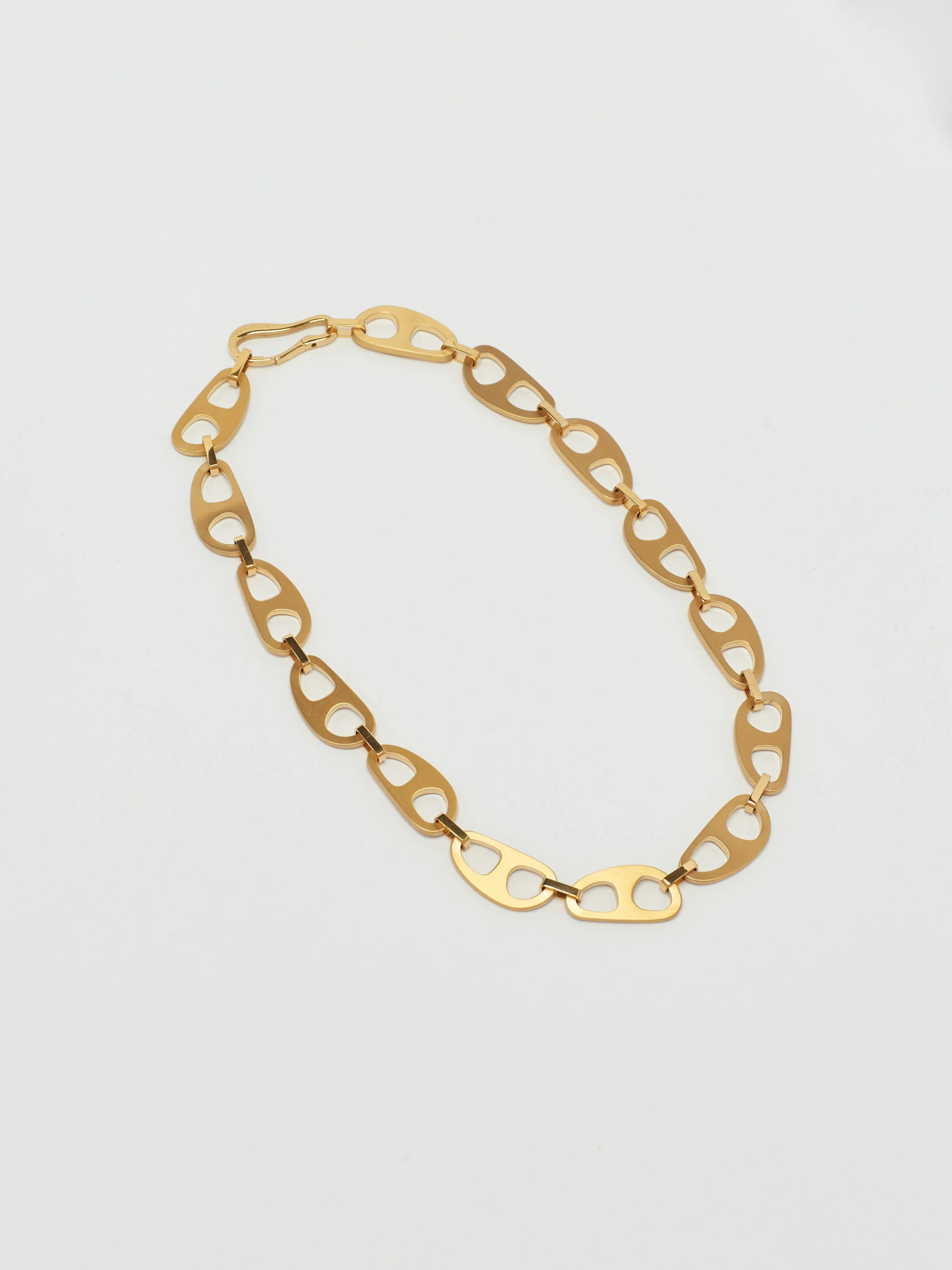 Gold Brushed Tab Necklace