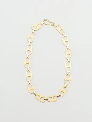 Gold Brushed Tab Necklace