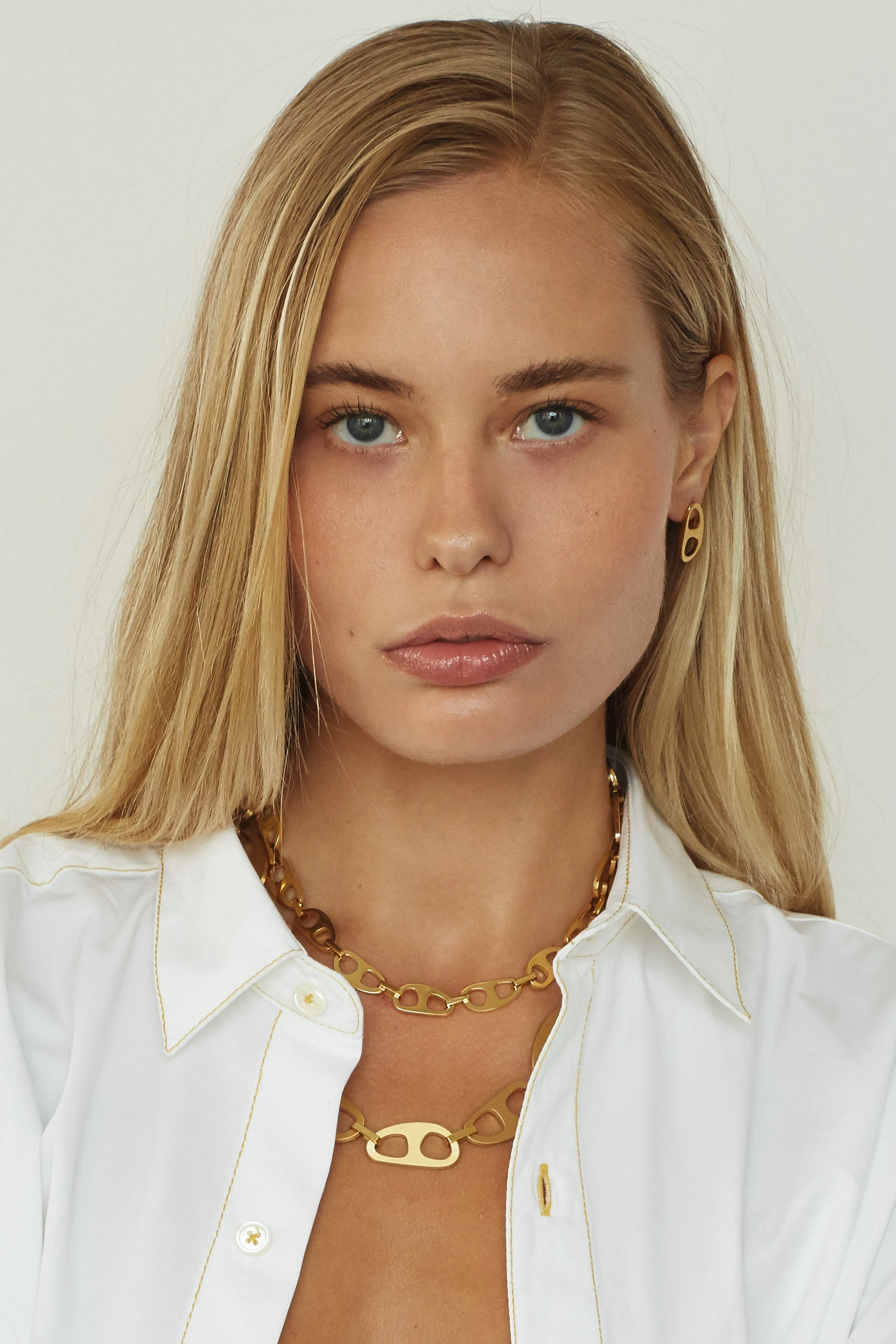 Gold Brushed Tab Necklace
