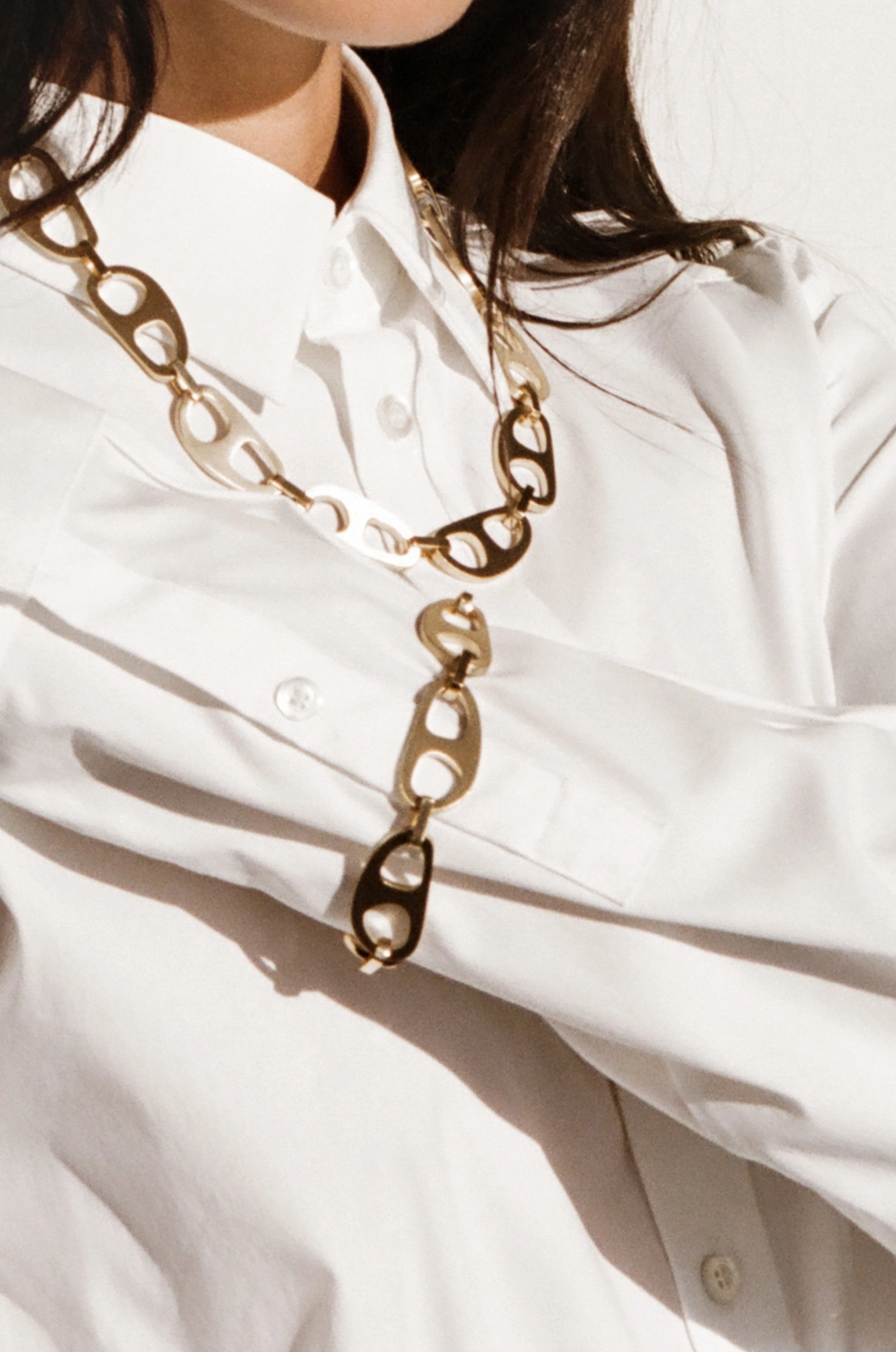 Gold Brushed Tab Necklace