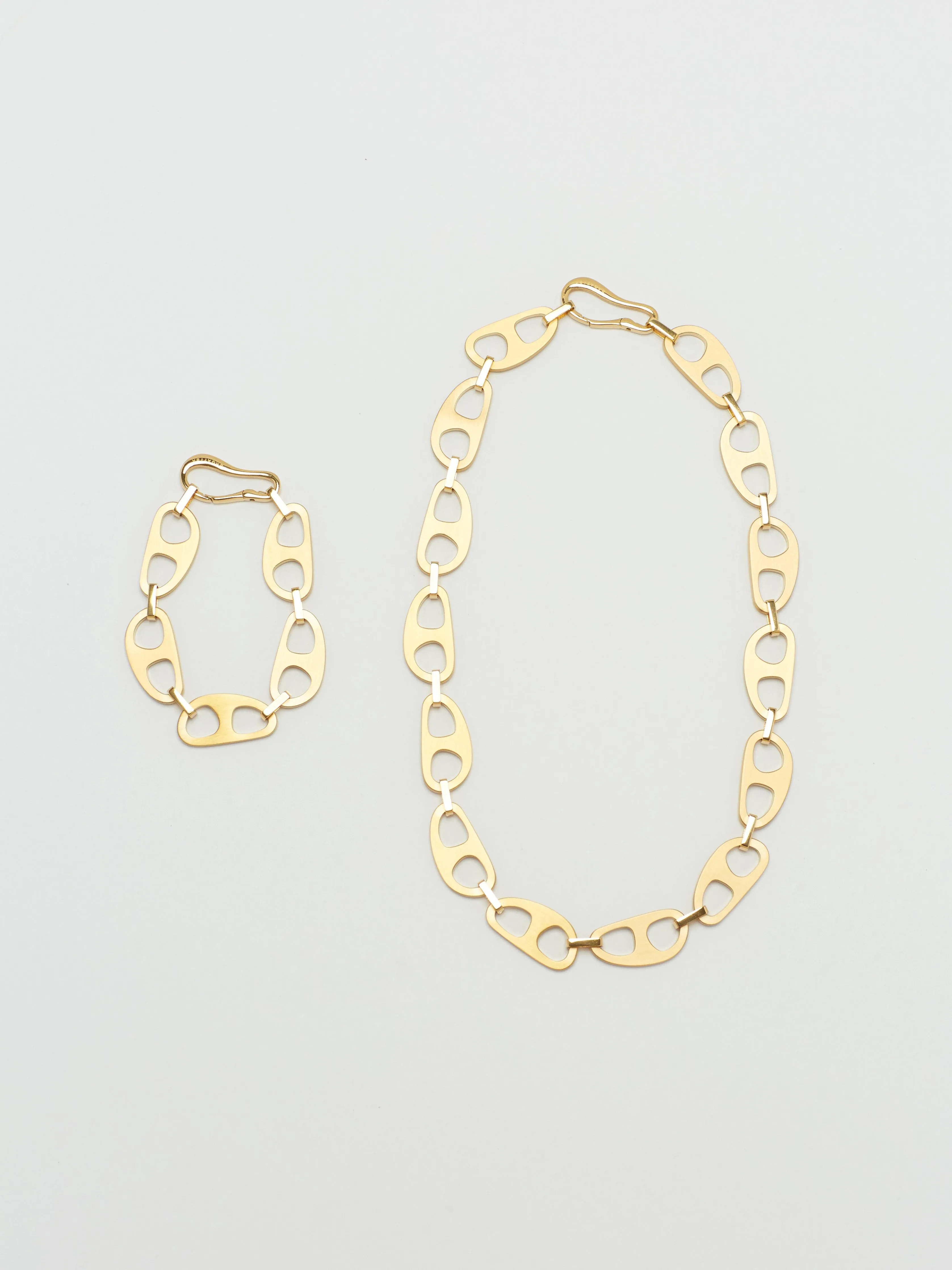 Gold Brushed Tab Necklace