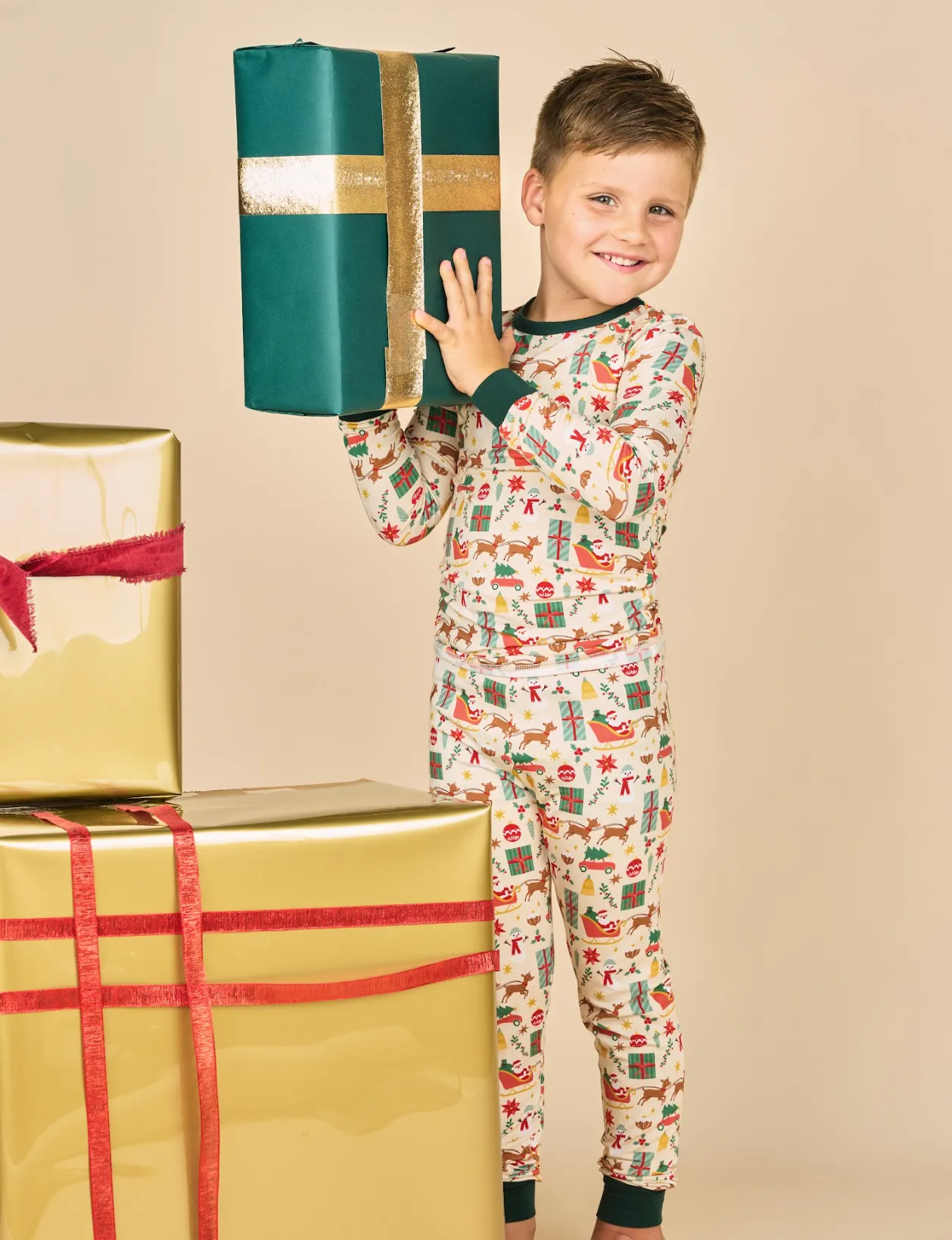 Holiday Vintage Christmas Kids Bamboo Pajama Set