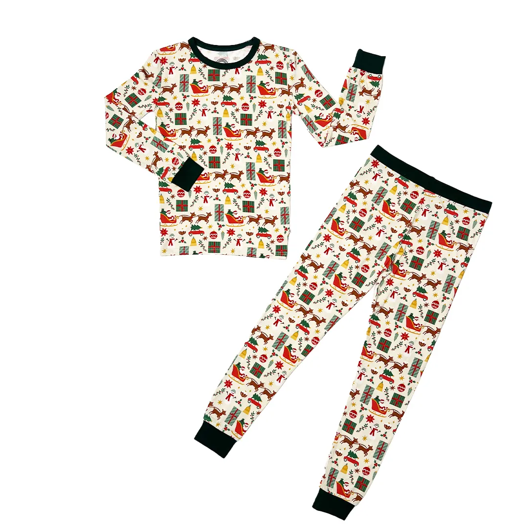 Holiday Vintage Christmas Kids Bamboo Pajama Set