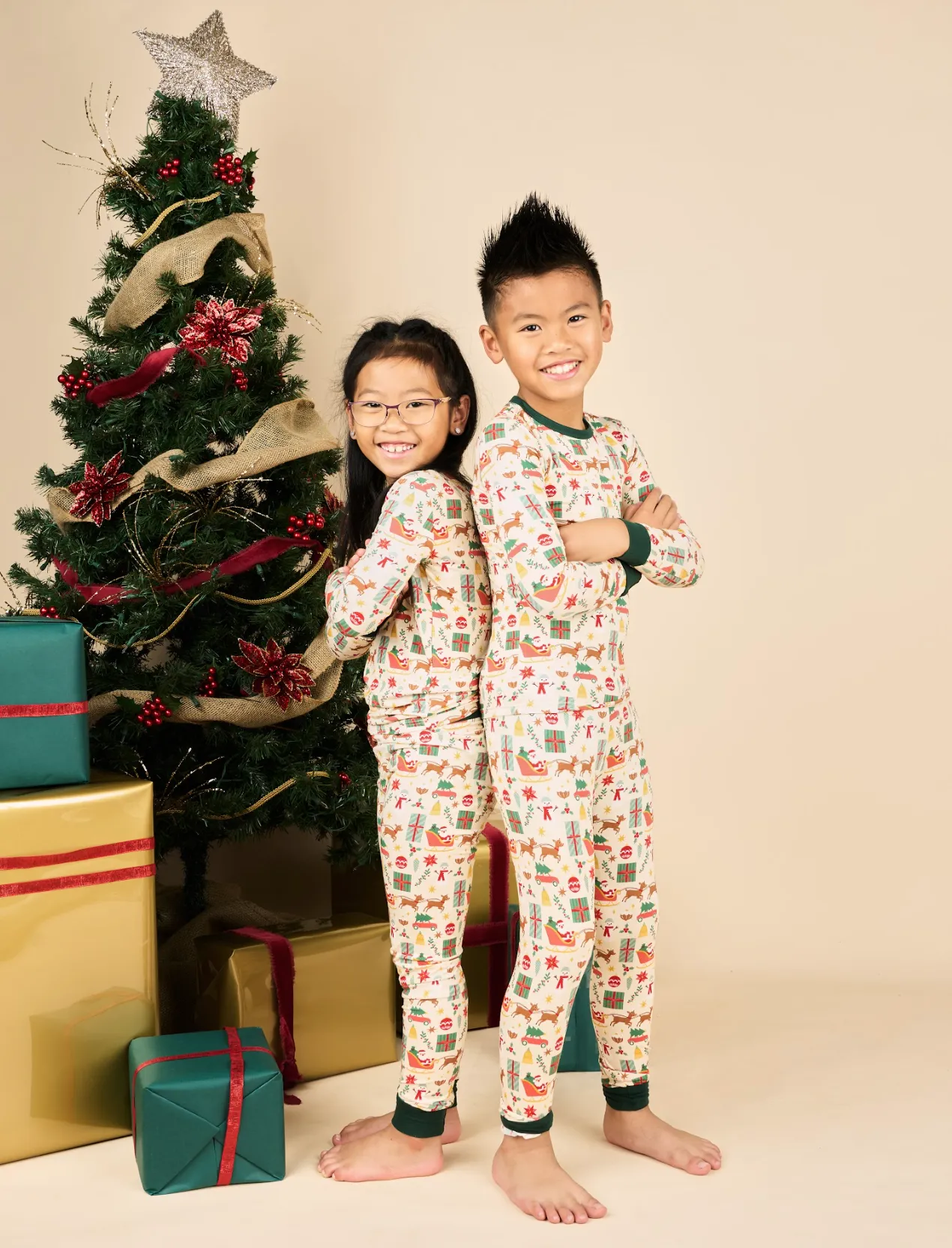 Holiday Vintage Christmas Kids Bamboo Pajama Set