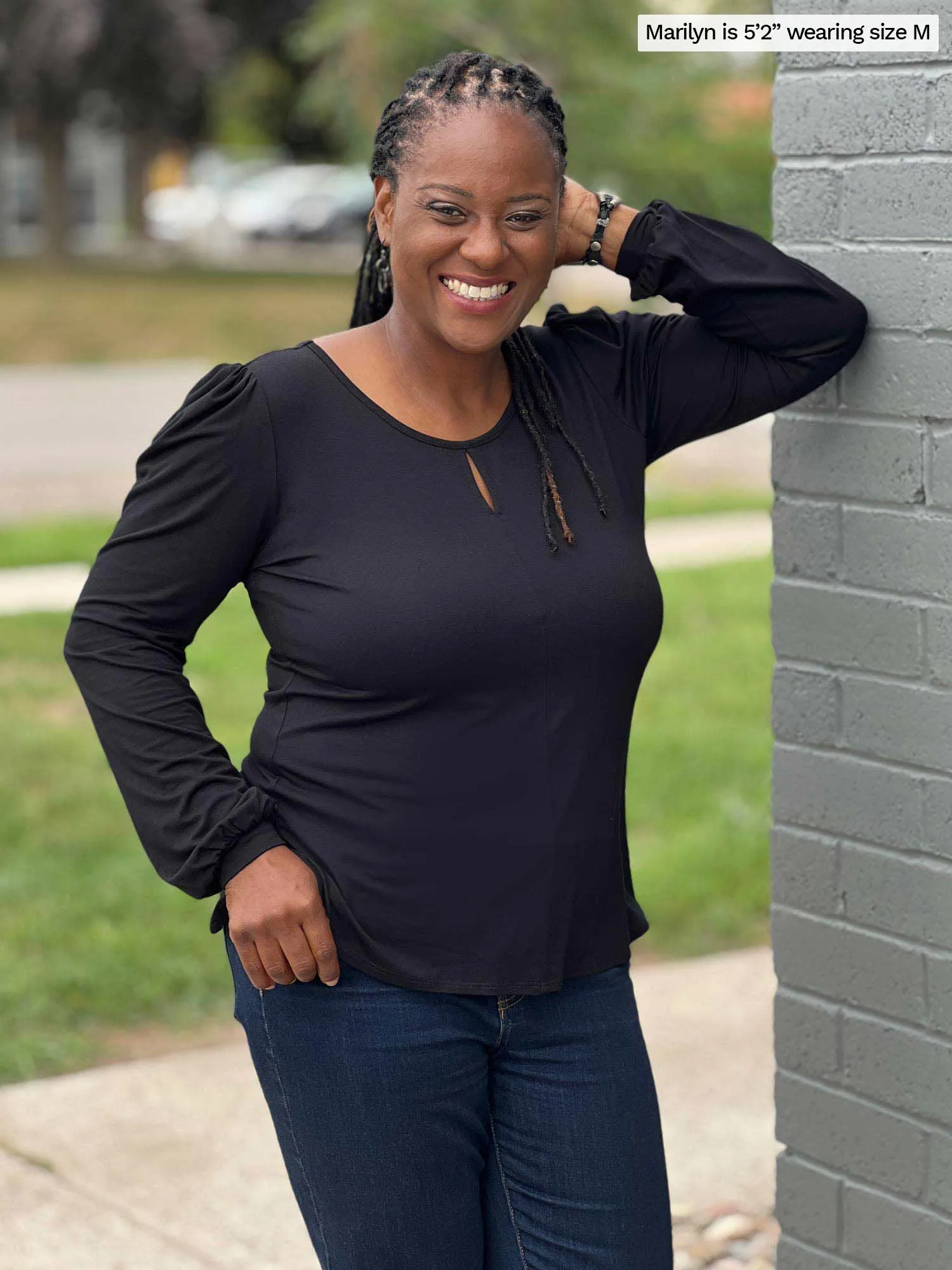Janette puff sleeve reversible neckline blouse - FINAL SALE