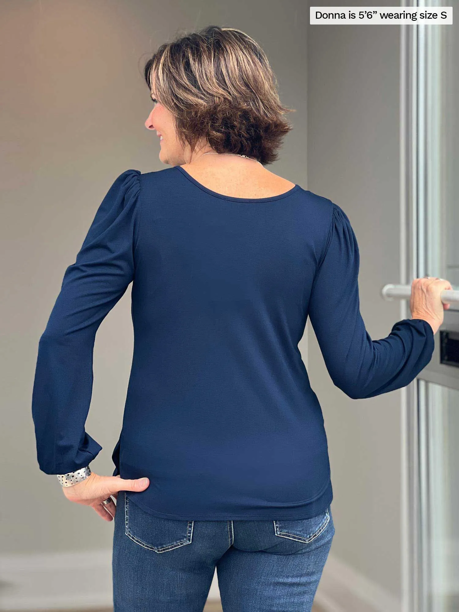 Janette puff sleeve reversible neckline blouse - FINAL SALE