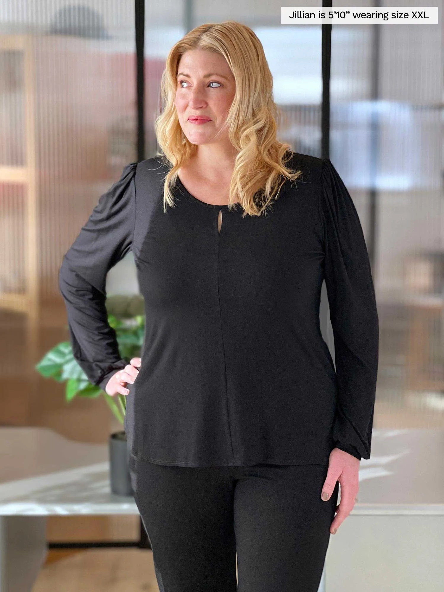 Janette puff sleeve reversible neckline blouse - FINAL SALE