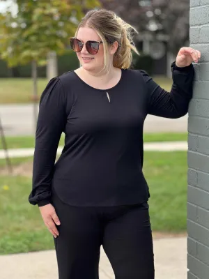 Janette puff sleeve reversible neckline blouse - FINAL SALE