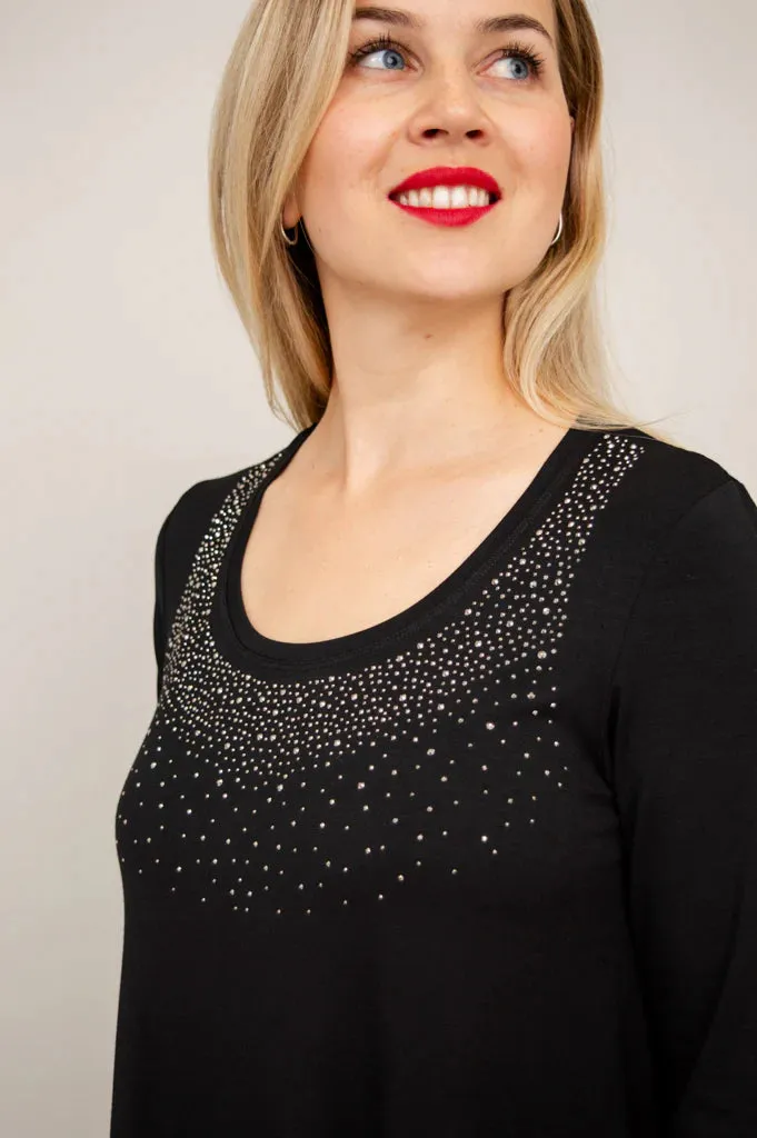 Jazz 3/4 Slv Top, Black Diamond, Bamboo