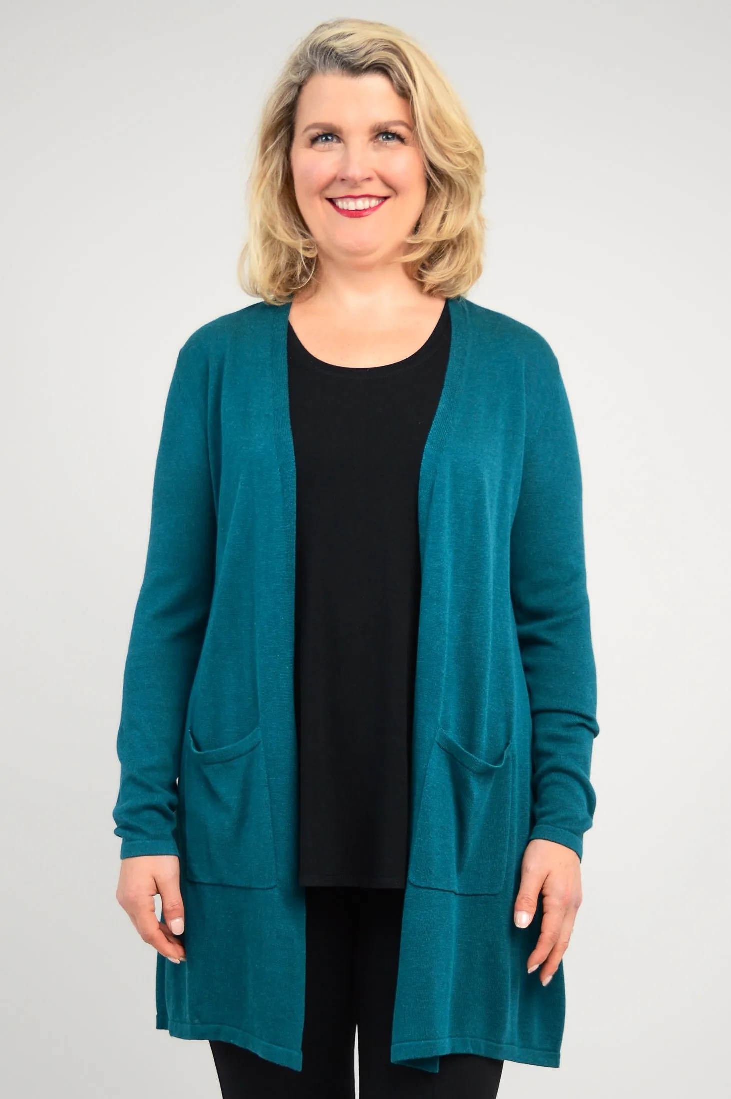 Justine Sweater, Teal, Bamboo Cotton