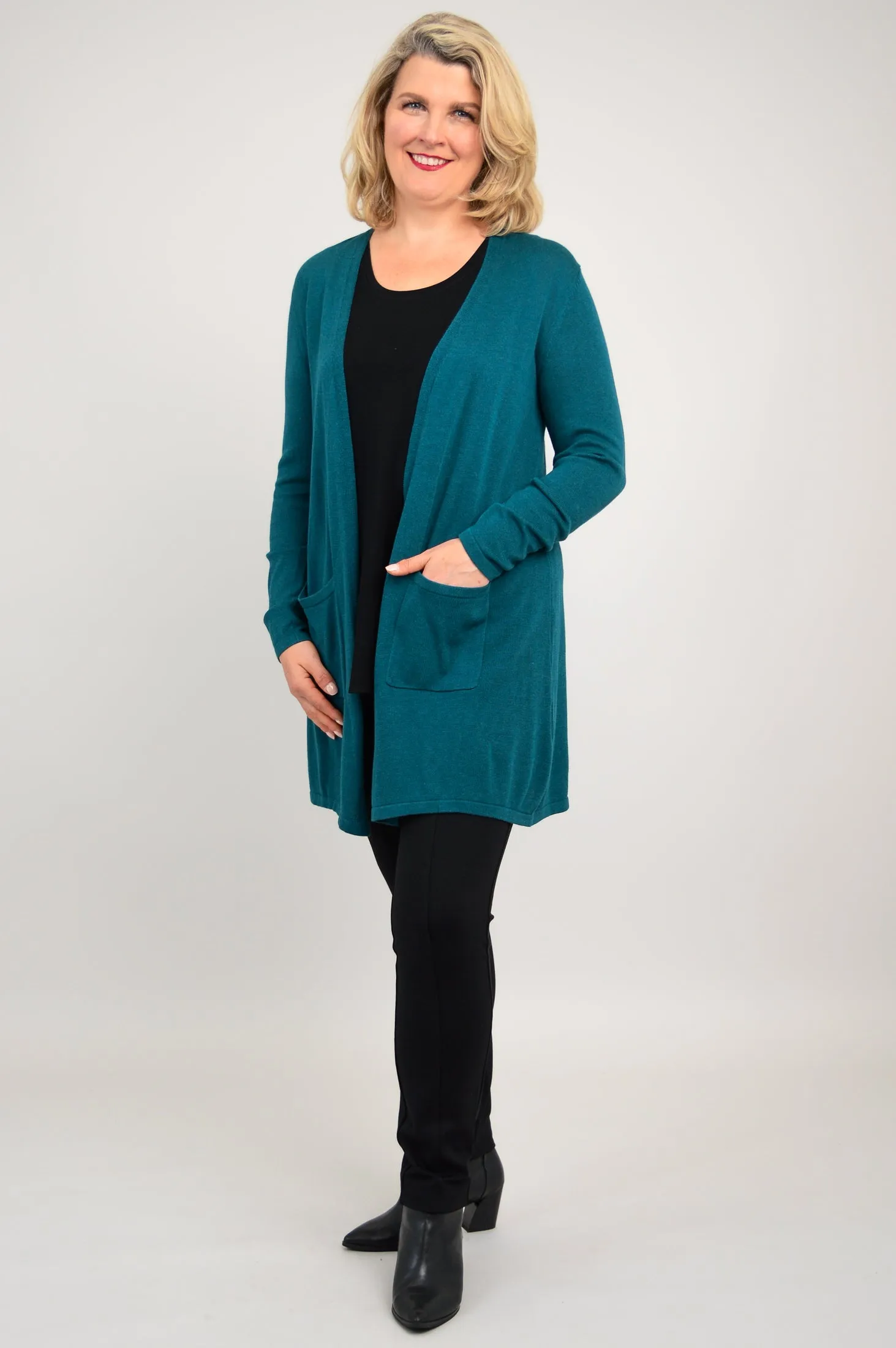 Justine Sweater, Teal, Bamboo Cotton