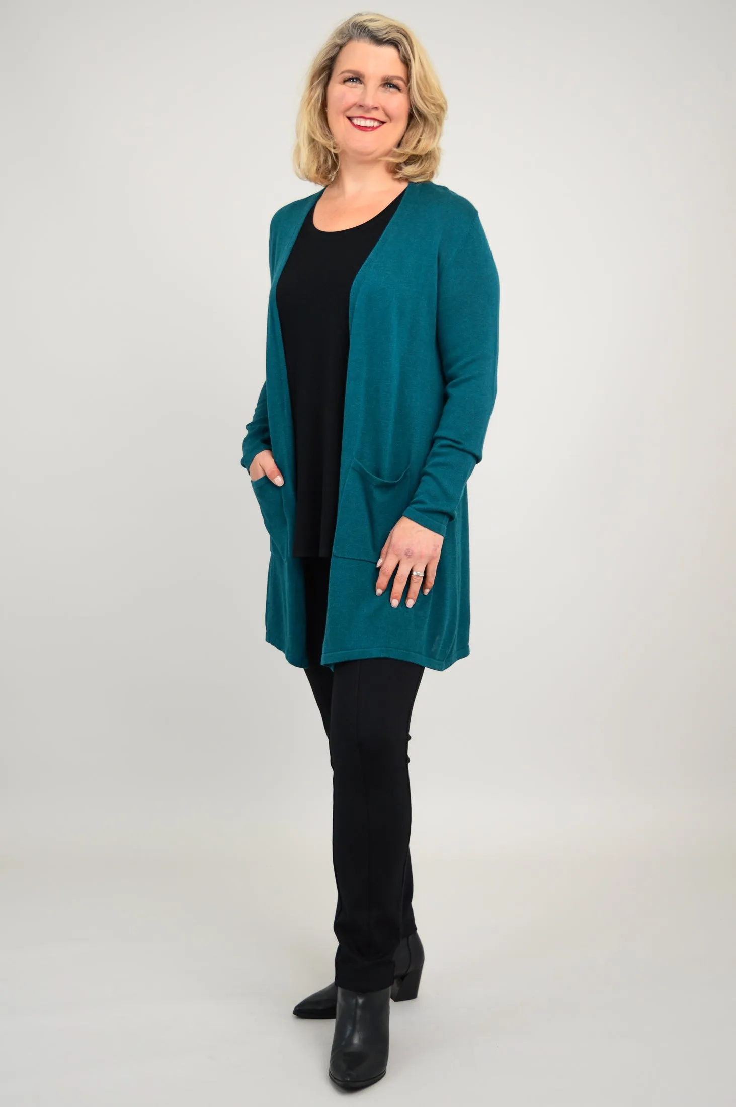 Justine Sweater, Teal, Bamboo Cotton