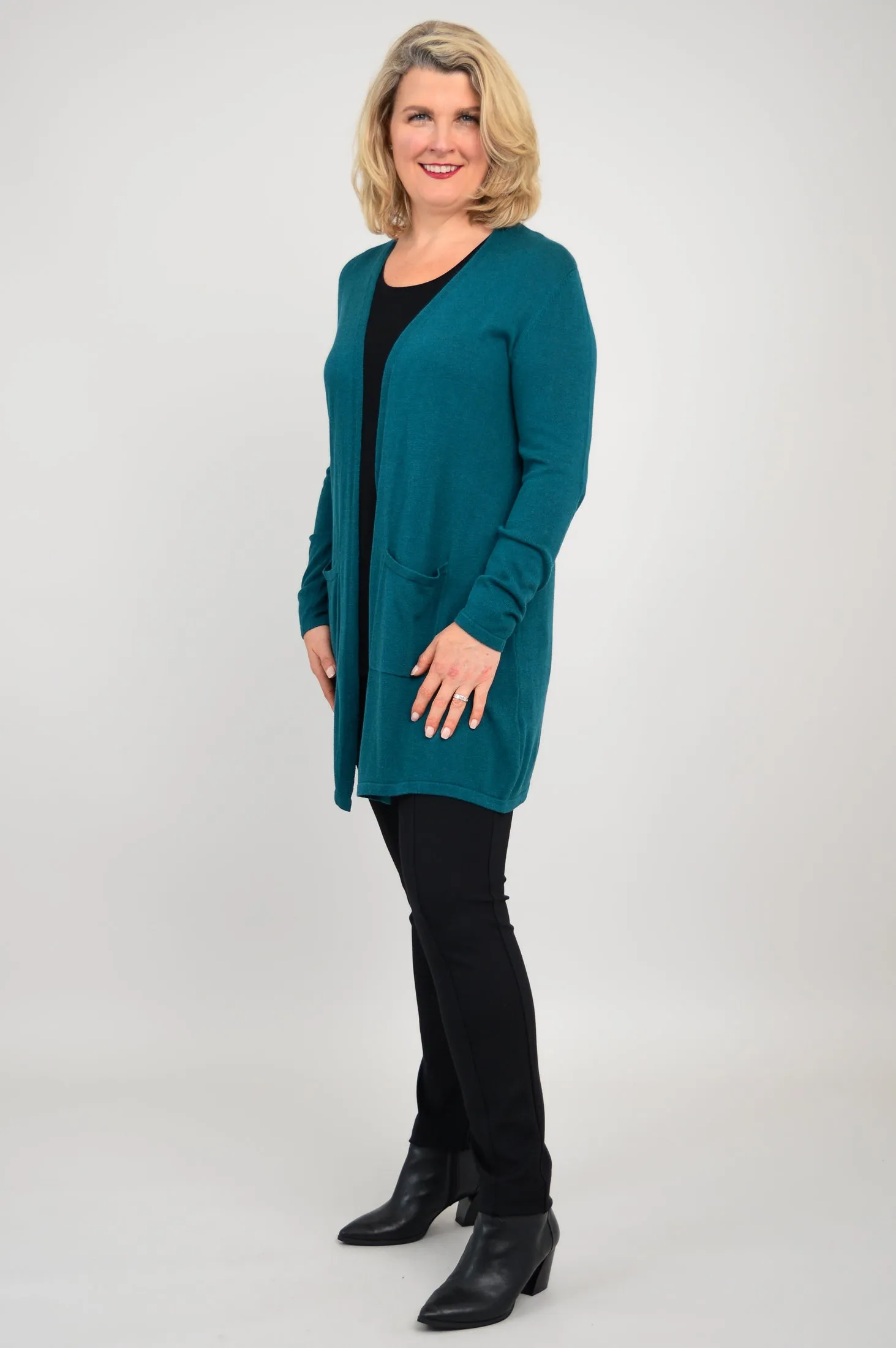Justine Sweater, Teal, Bamboo Cotton