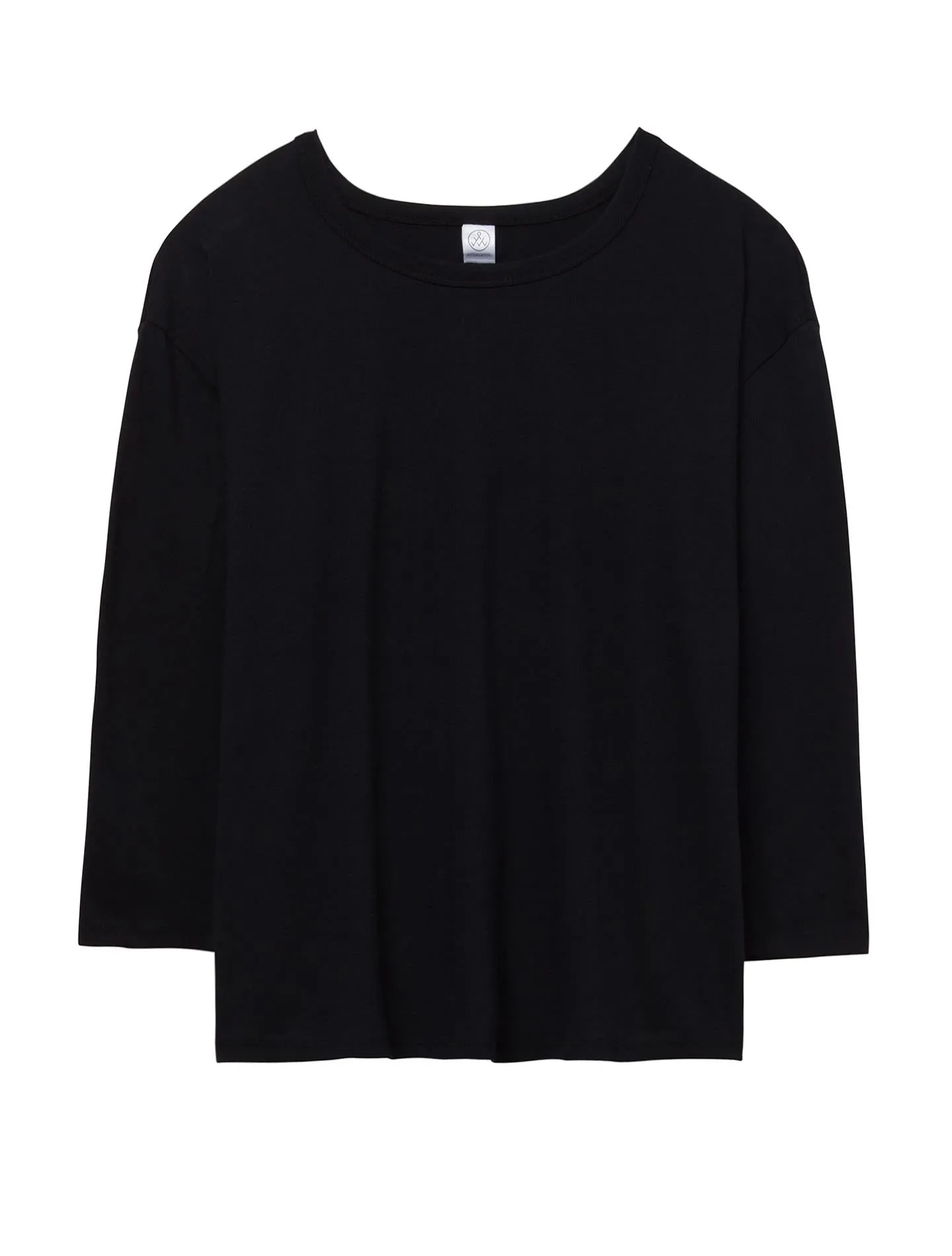 Organic 3/4 Sleeve Boxy T-Shirt (True Black)