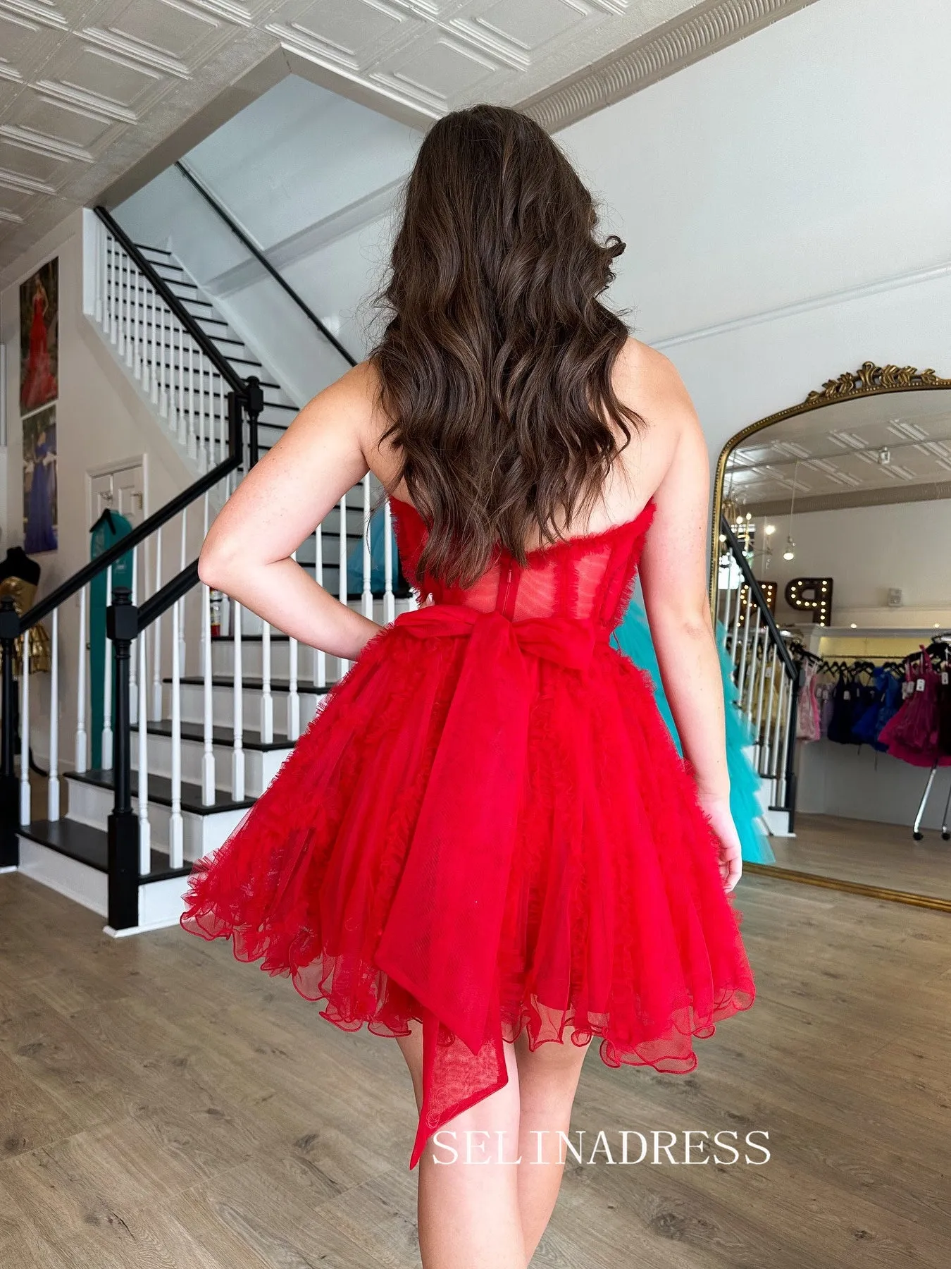 Red Sweetheart Homecoming Dresses Cute Hoco Dress #TKL2345