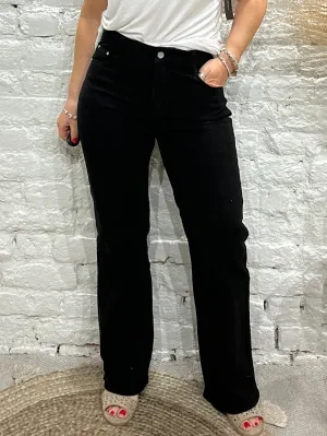 The G Smack Paris Mary Jane Stretch Straight Wide Leg Jeans in Black