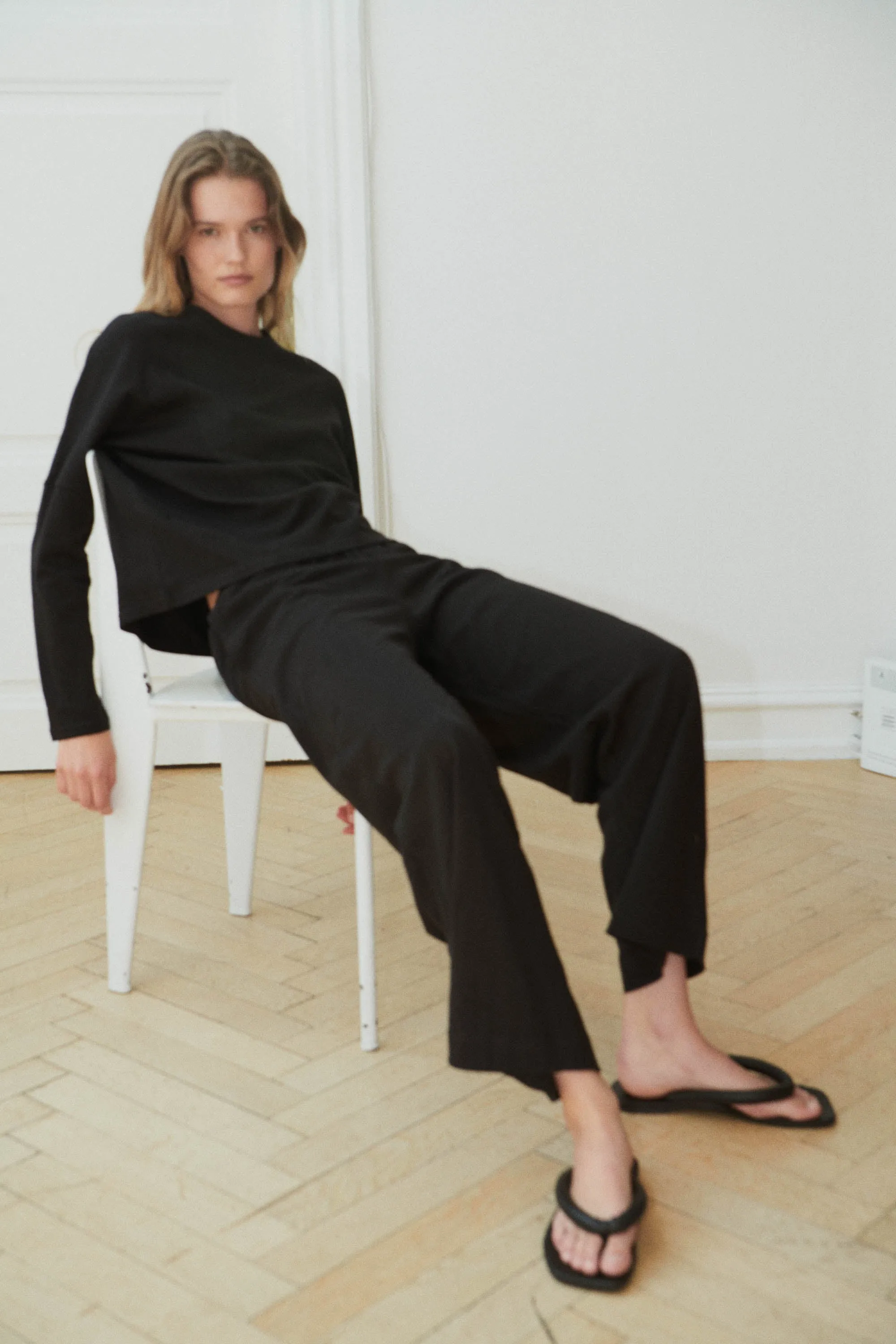 the long sleeve jersey top - black