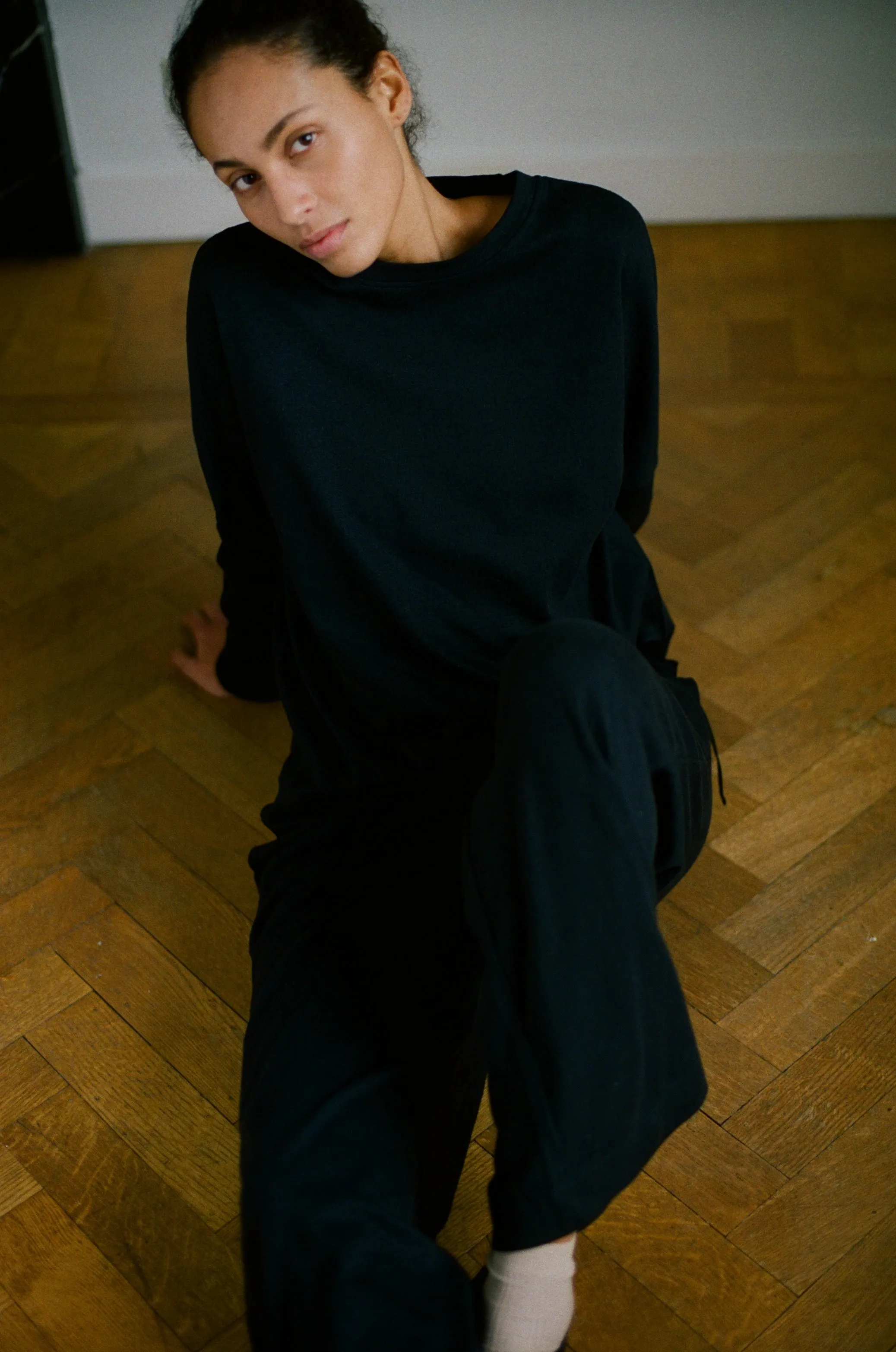 the long sleeve jersey top - black