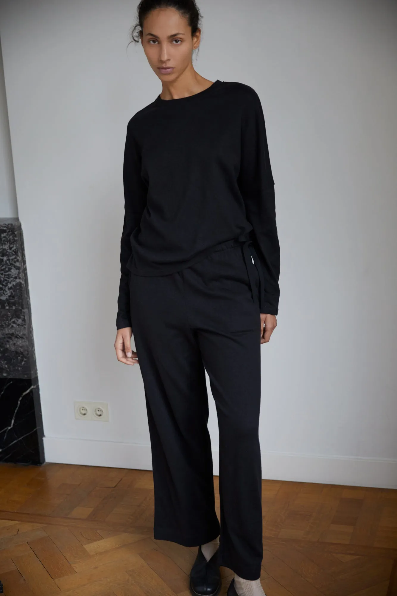 the long sleeve jersey top - black