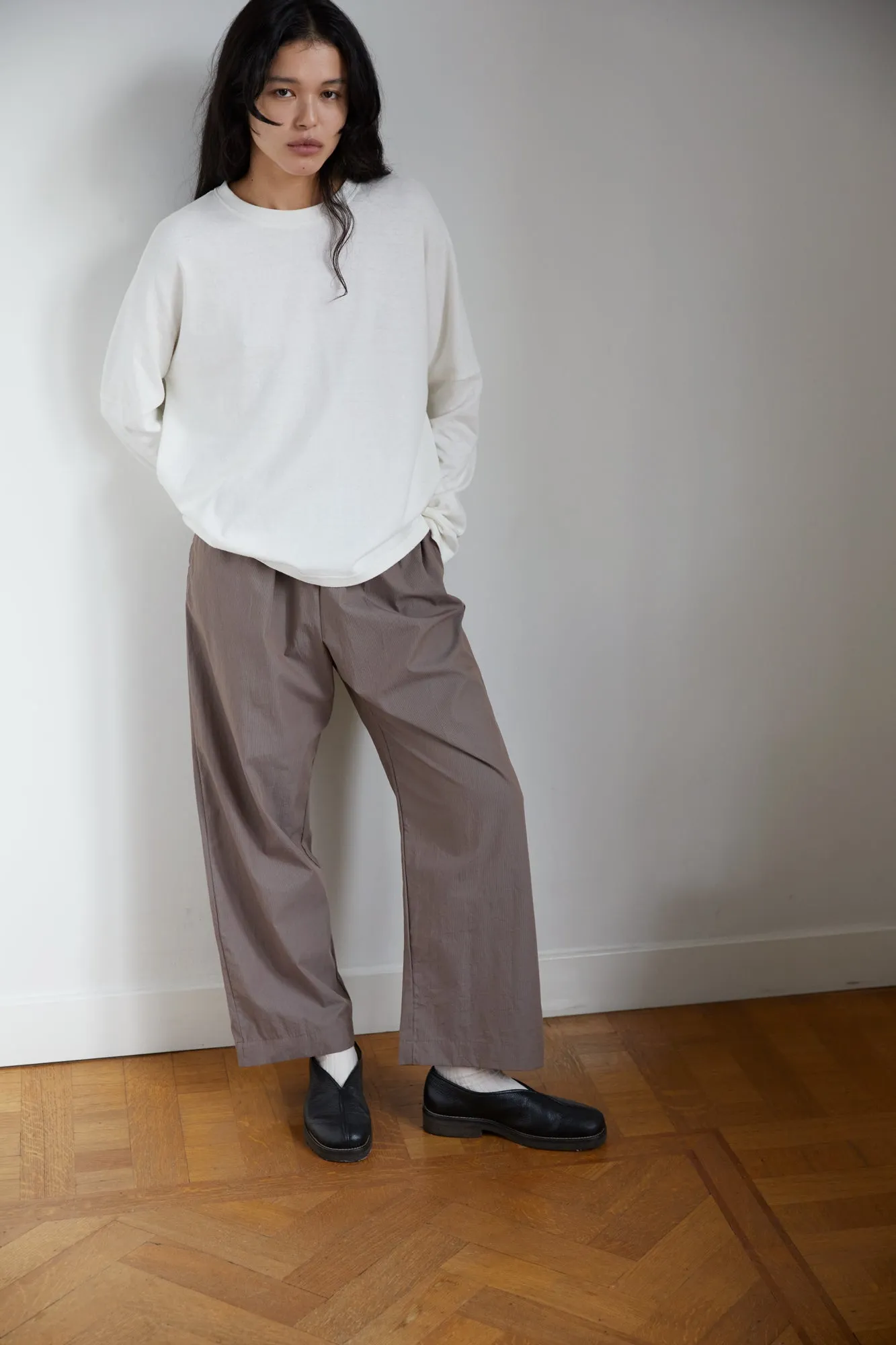 the long sleeve jersey top - bone