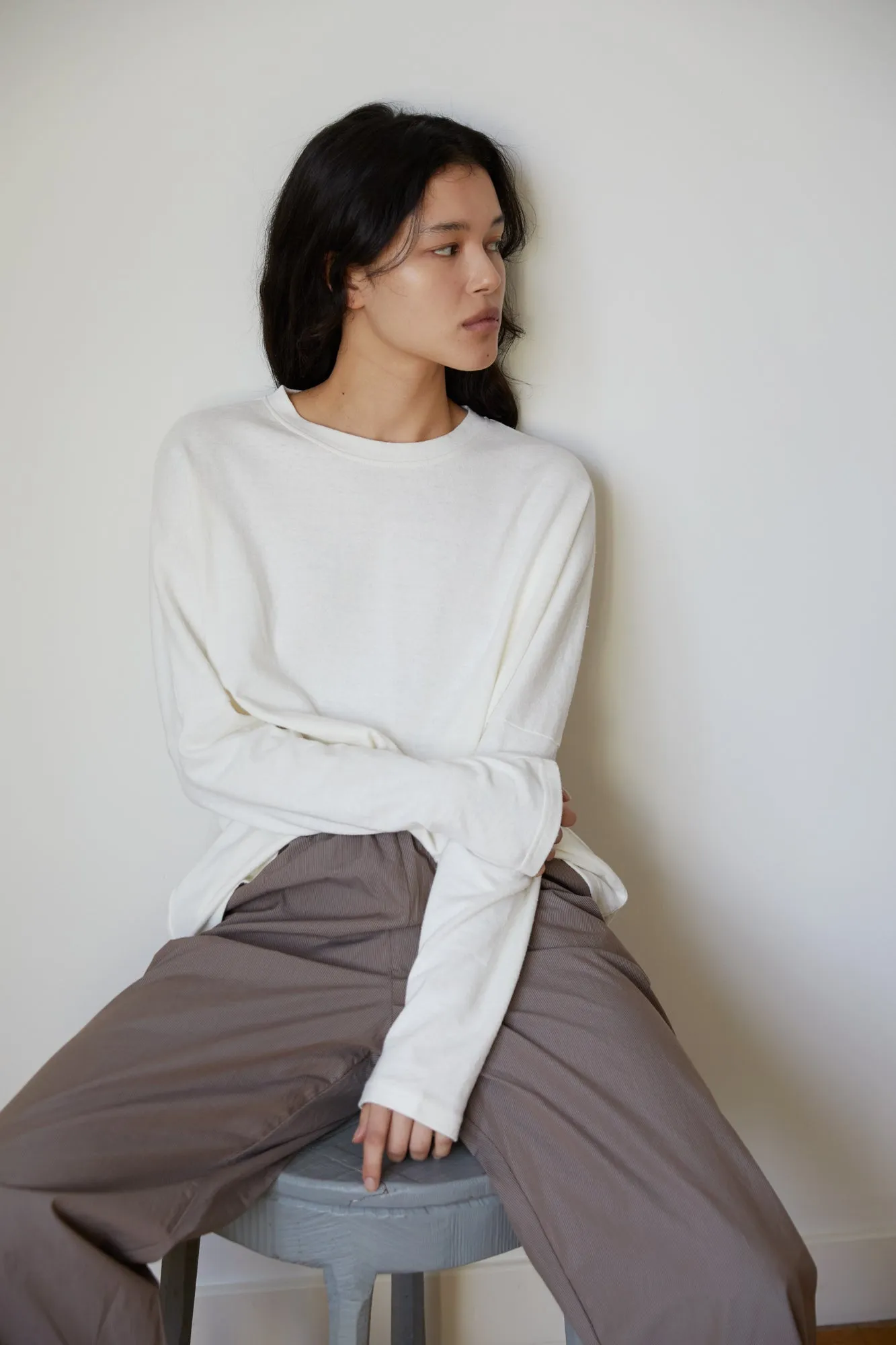 the long sleeve jersey top - bone