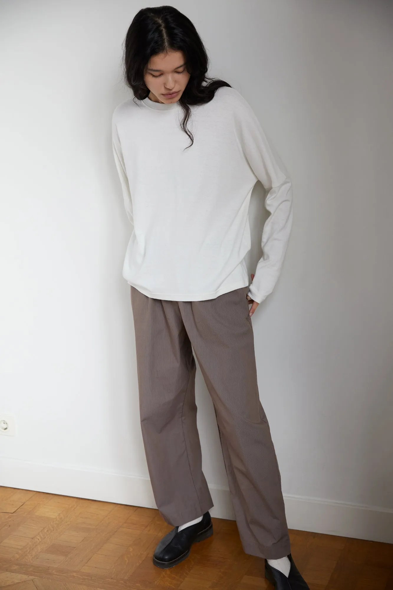 the long sleeve jersey top - bone