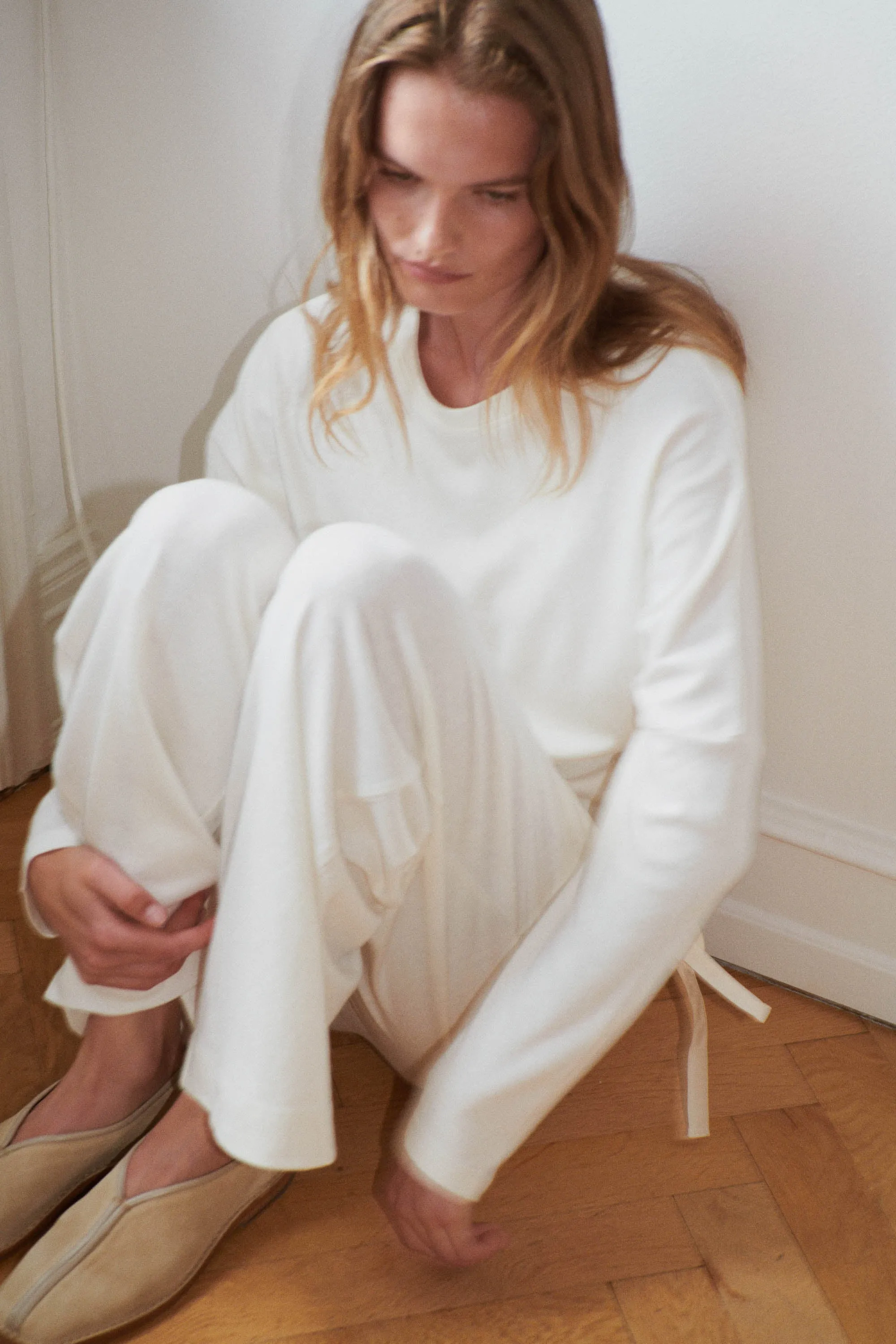 the long sleeve jersey top - bone