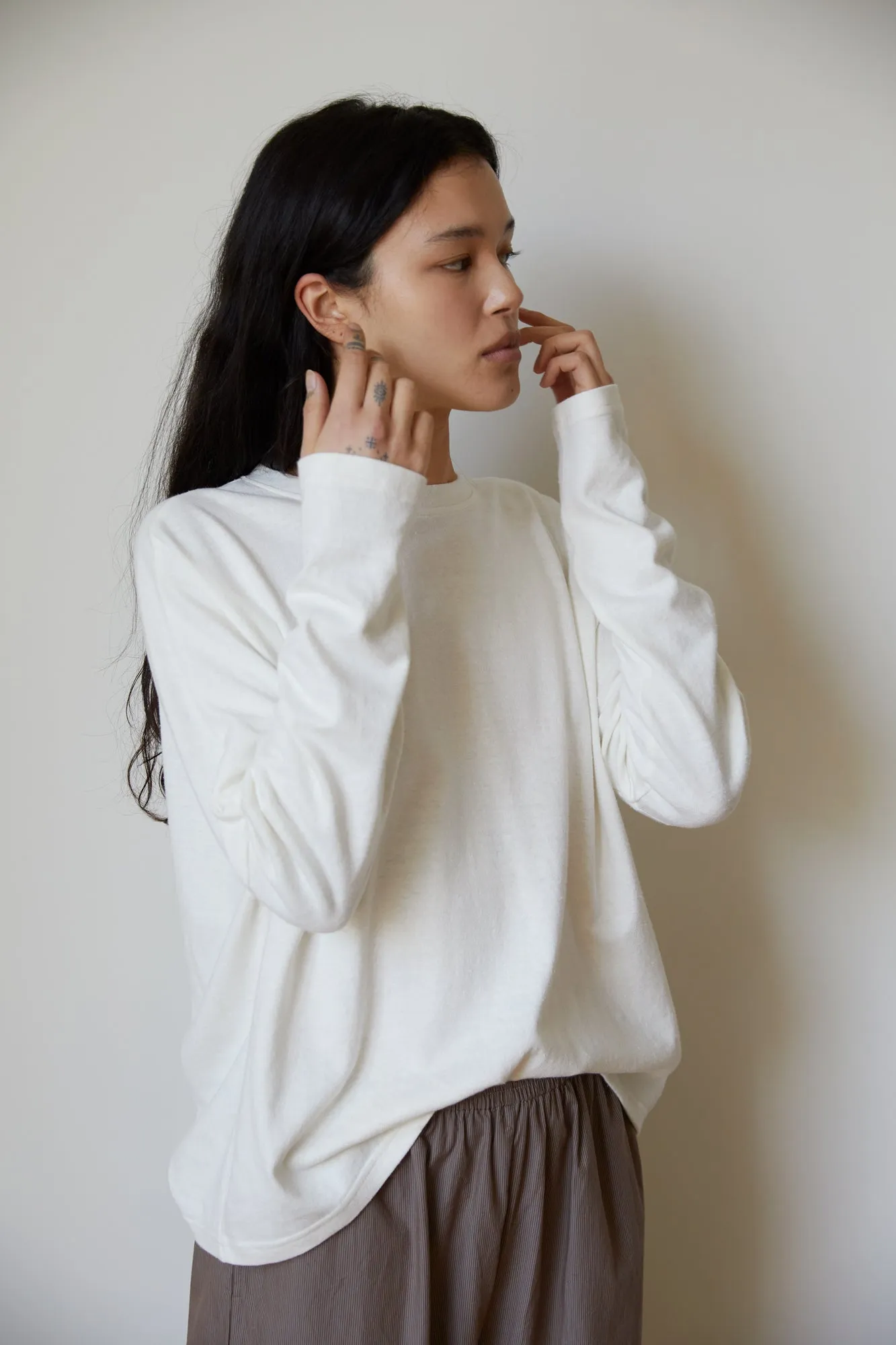 the long sleeve jersey top - bone