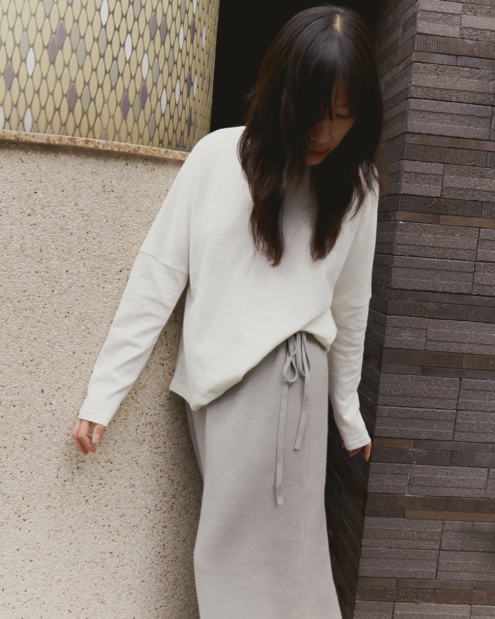 the long sleeve jersey top - bone