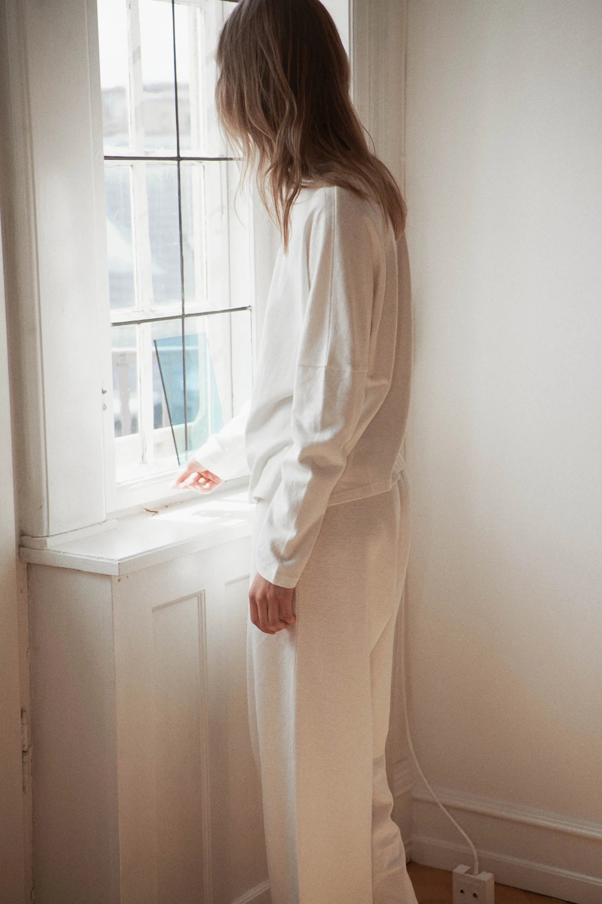 the long sleeve jersey top - bone