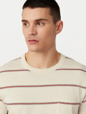 The Striped Slim Hemp T-Shirt in Oatmeal