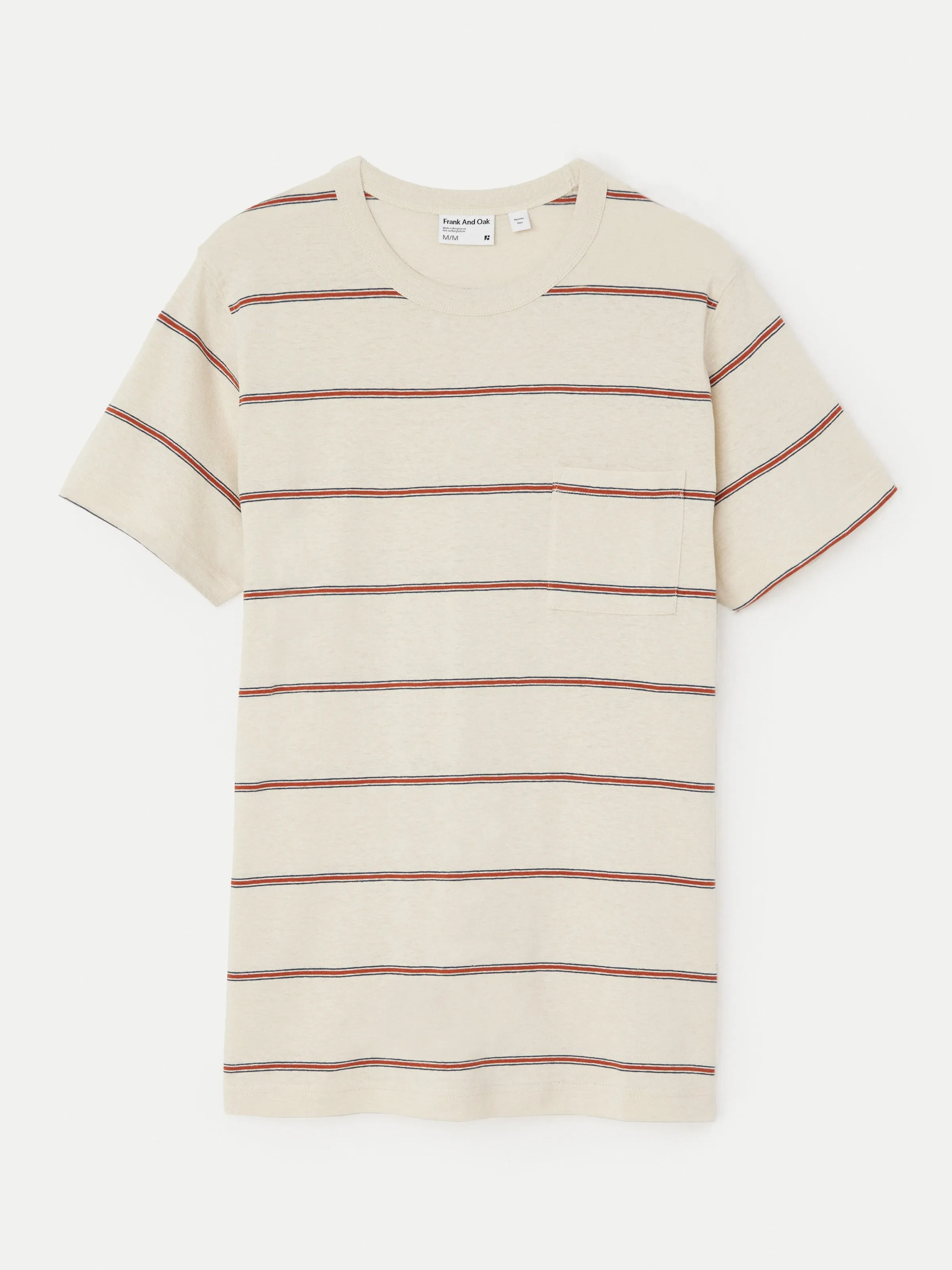 The Striped Slim Hemp T-Shirt in Oatmeal