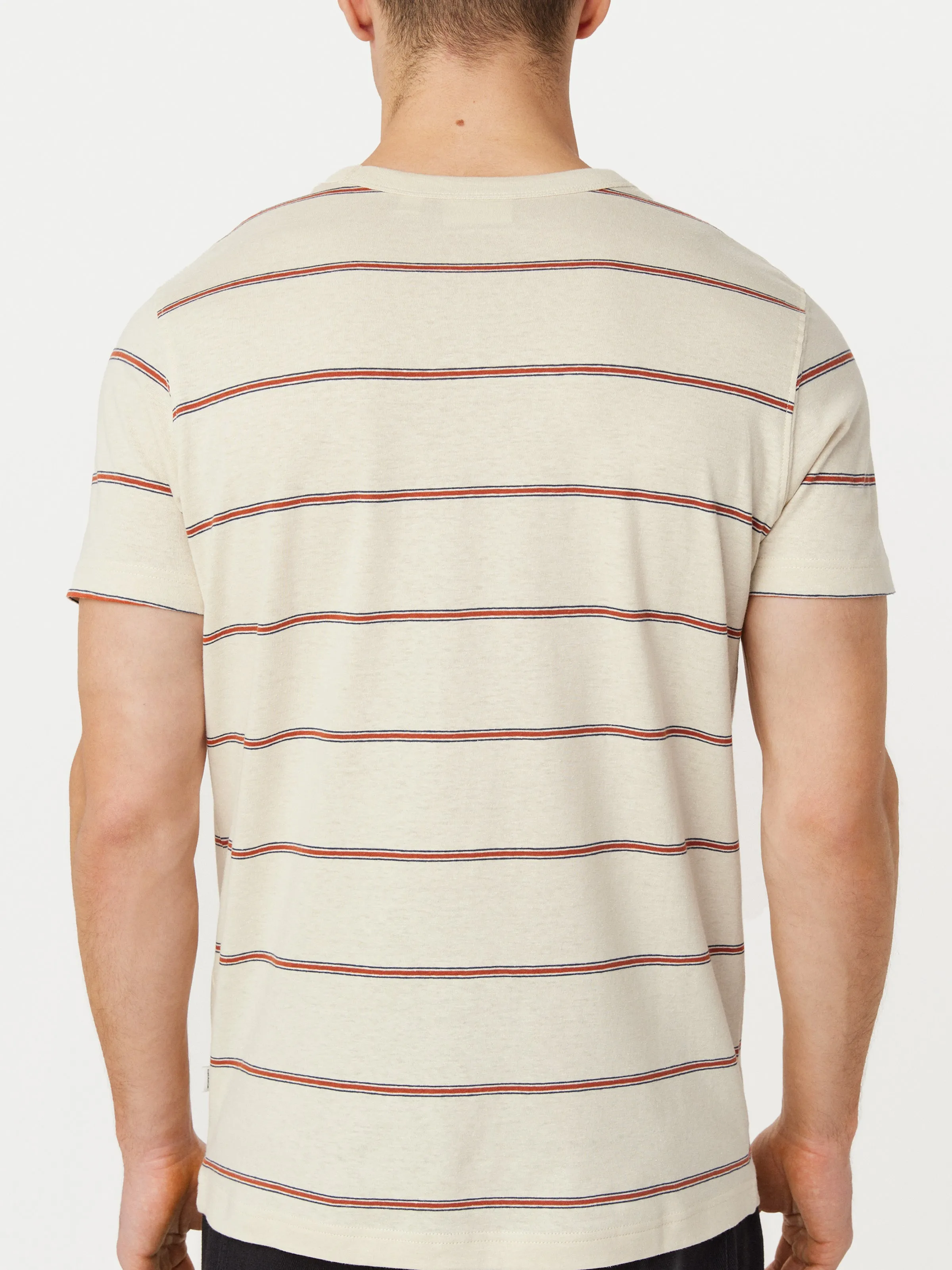 The Striped Slim Hemp T-Shirt in Oatmeal