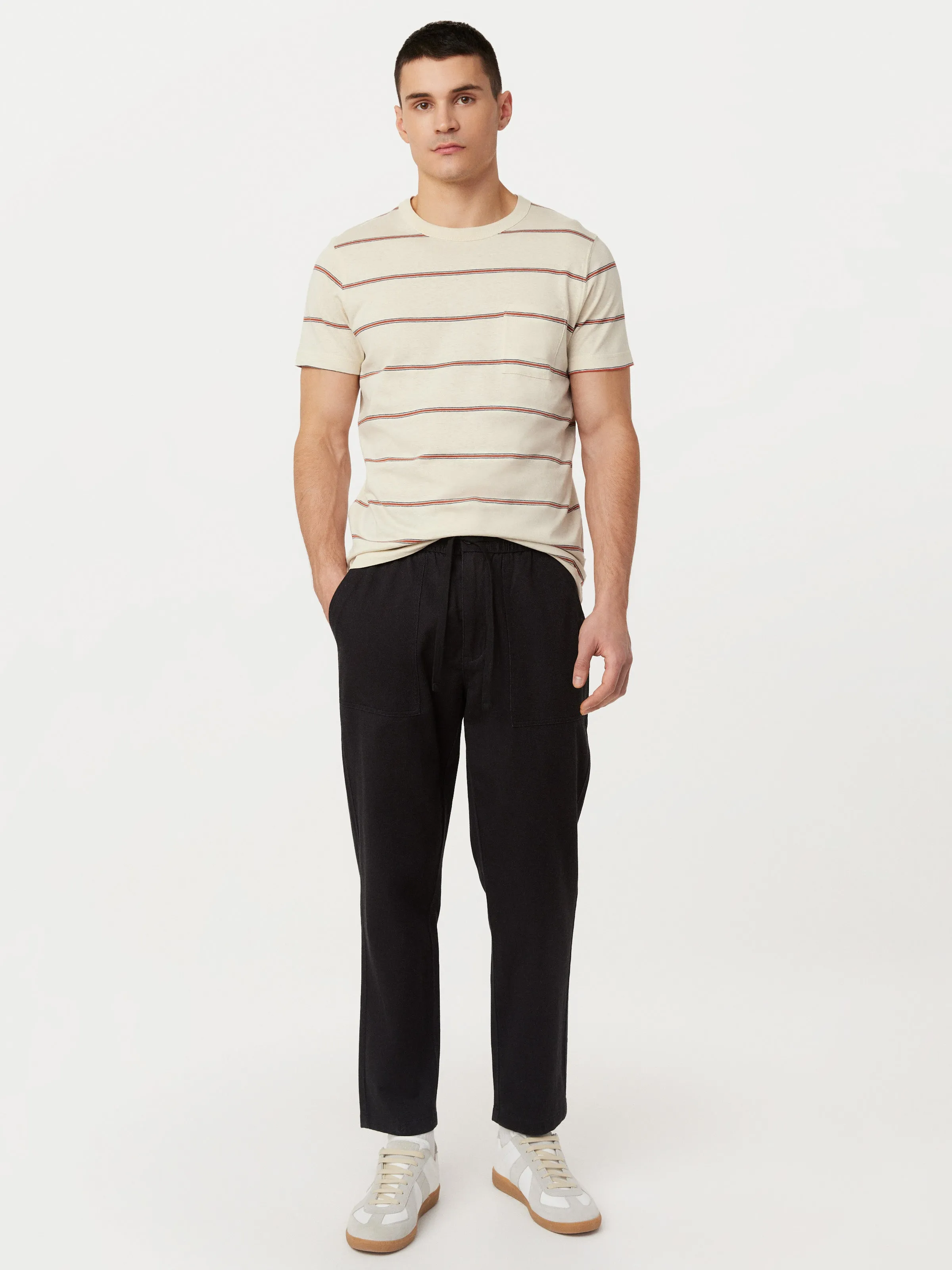 The Striped Slim Hemp T-Shirt in Oatmeal