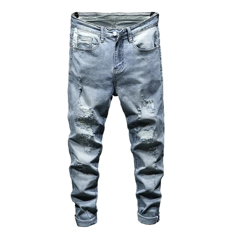 West Louis Ripped Distressed Brand Men Jeans
