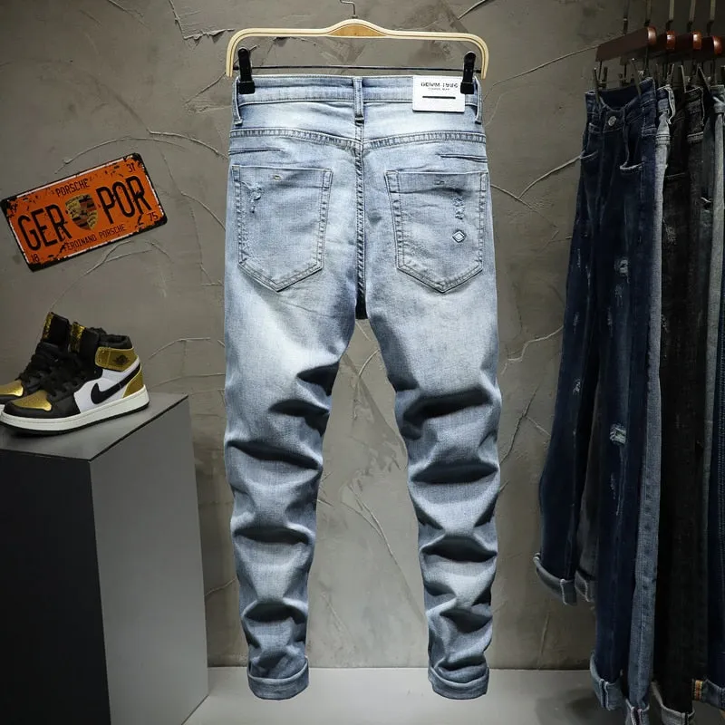 West Louis Ripped Distressed Brand Men Jeans